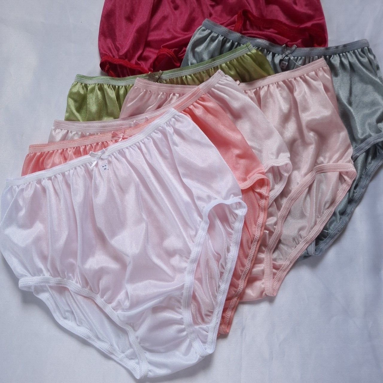 7pcs Colorful Size M Light Underwear Nylon Silky Soft Slip Panties Waist 30″-36″