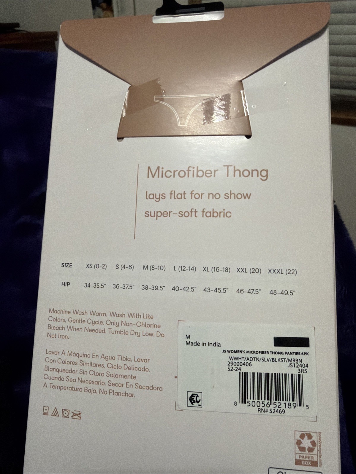 Joyspun 6 Pair Microfiber Panties Thong Size Medium (8-10) New In Box .