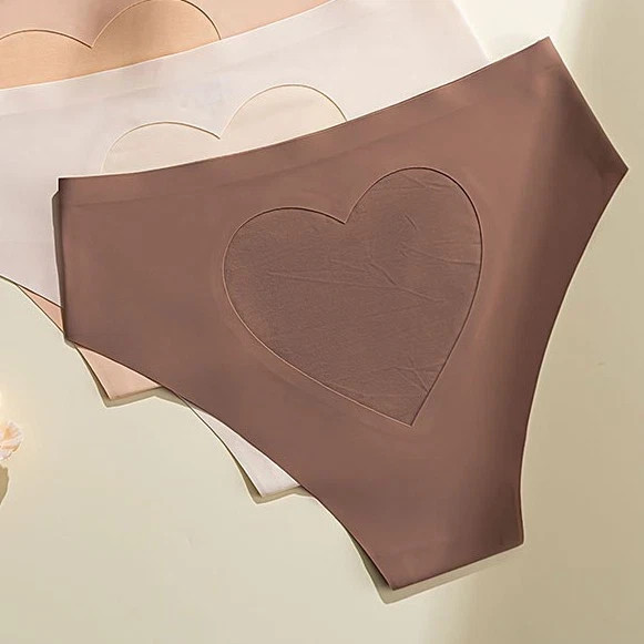 5 Pack Womens Heart Seamless Undewear Panties Solid Stretch No Show Bikini Panty