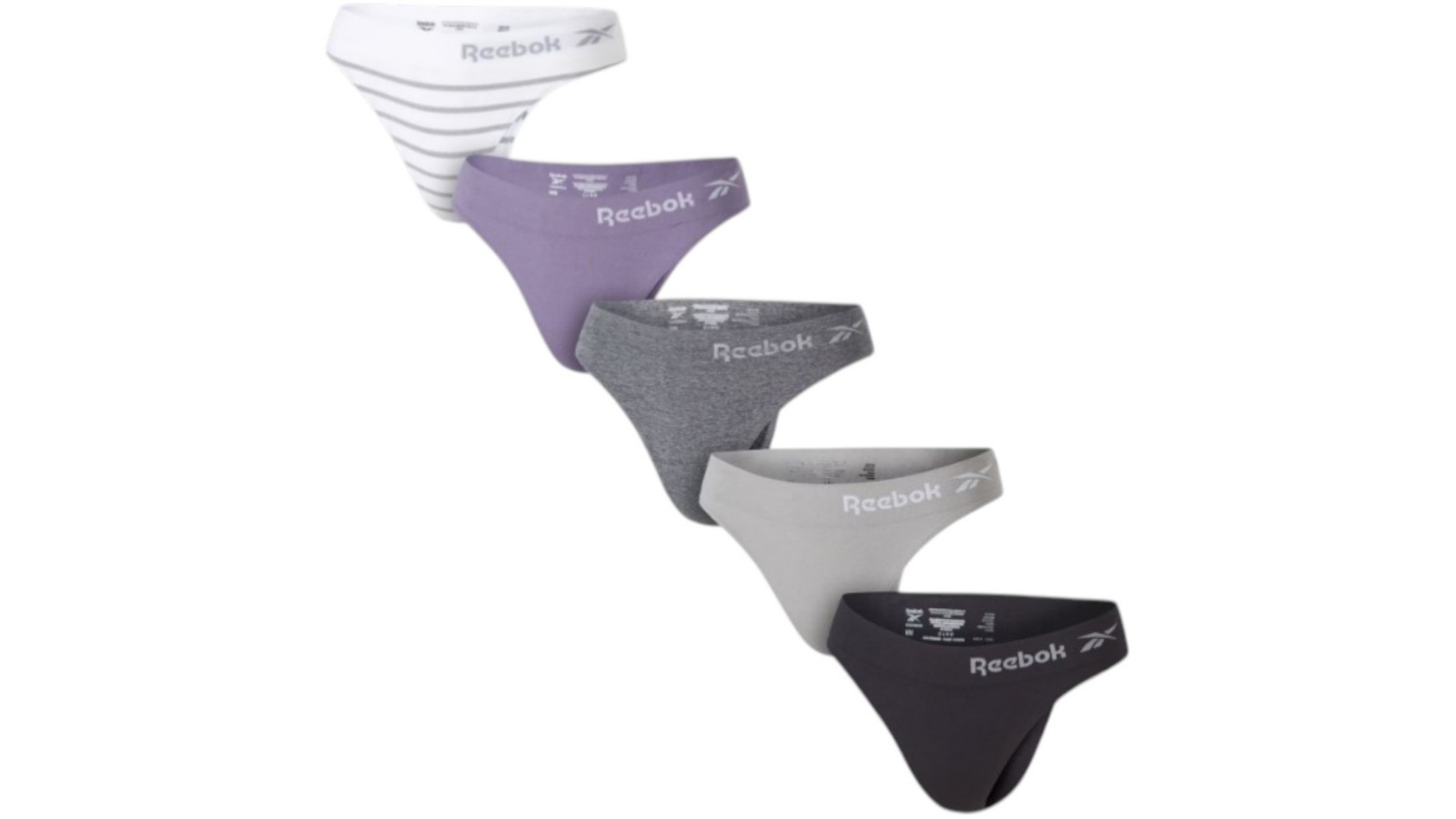 Reebok Women’s Underwear – Seamless Thongs 5 Pack – Assorted – XL