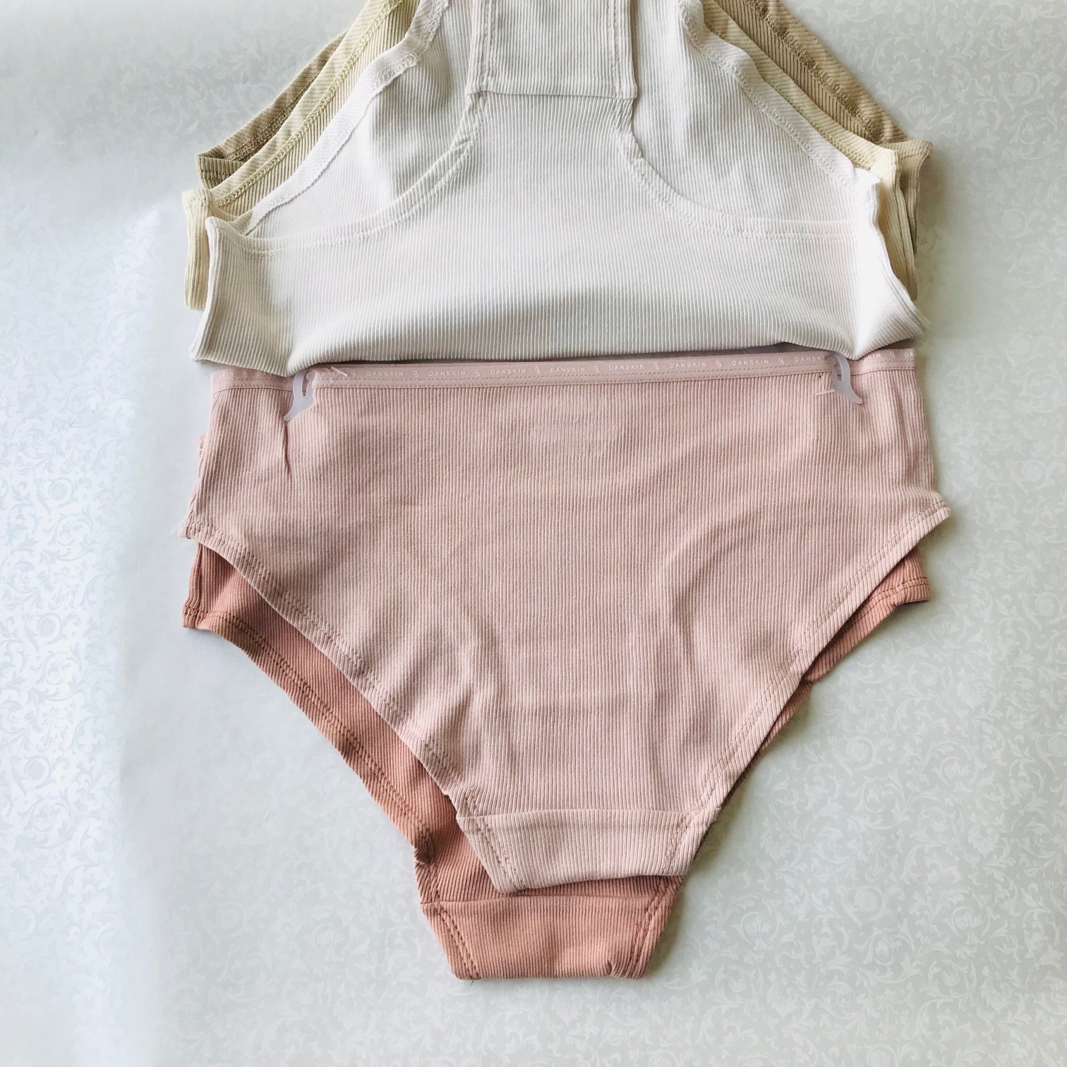Danskin Intimates, Organic Cotton 95% Bikinis Panties , 5 Pack , Size : L