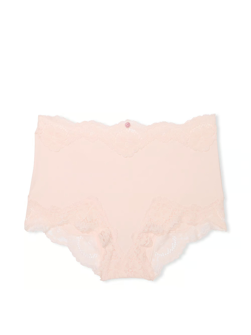 L Pink Floral Lace Waist Leg Trim Dream Angels Victorias Secret Boyshort Panty