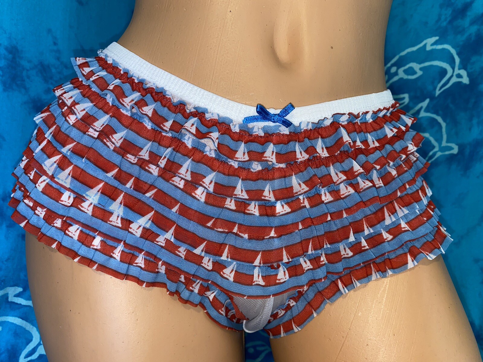 nwt Honeydew Nautical Navy Sailboats Red White Blue Cheeky Boyshorts Panties M