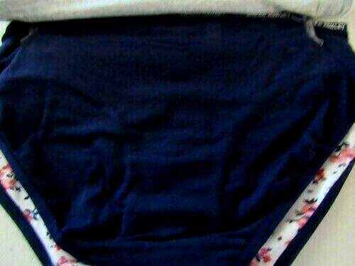 LAURA ASHLEY BIKINI PANTIES XLARGE 3 PAIR WOMENS FLORAL PRINT GRAY NAVY MSRP $28