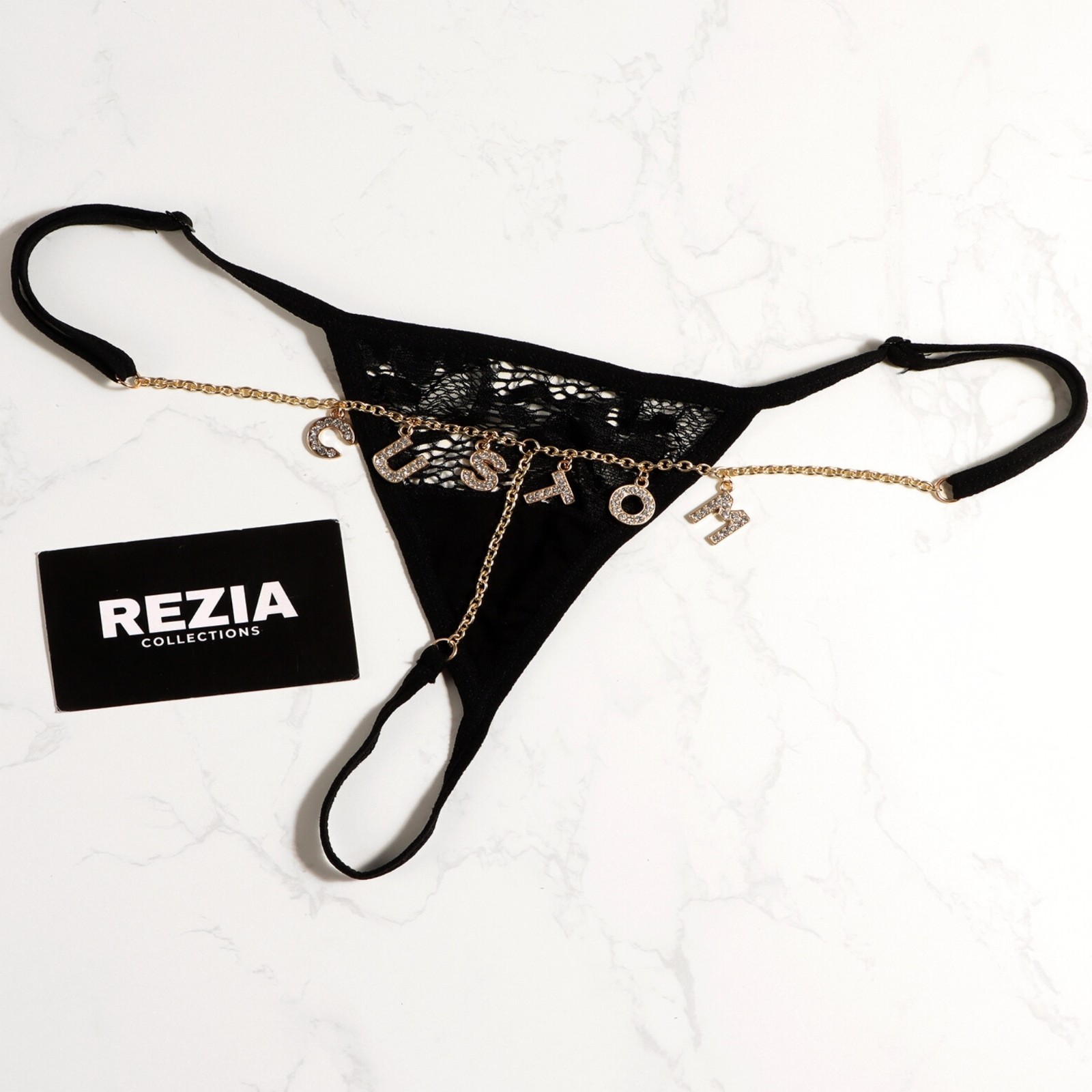 Custom Boyfriend Name Thong Lace Panties Personalised Crystal Letters Underwear
