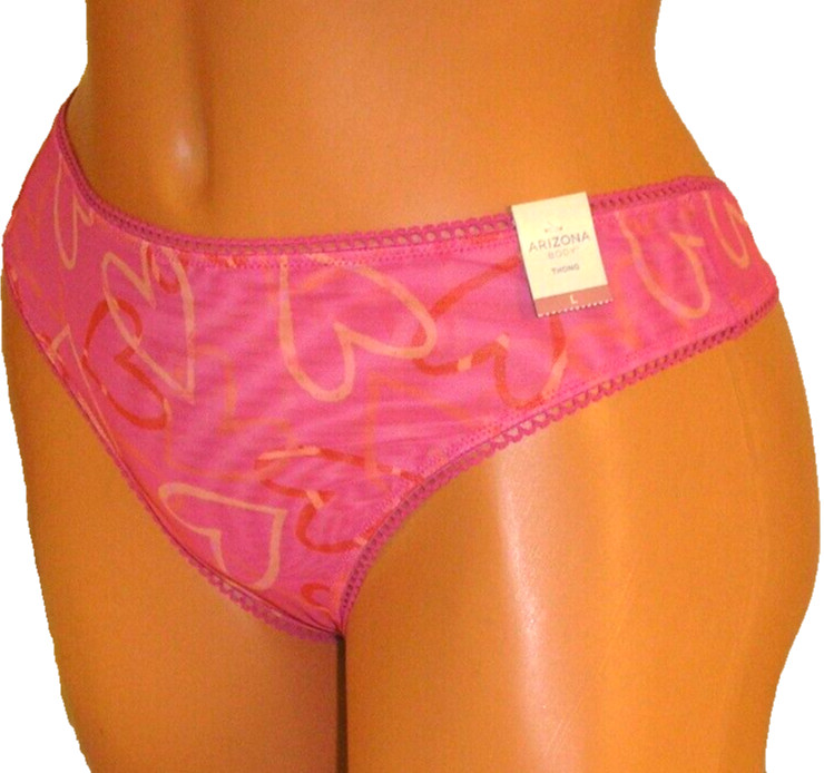 Panties Lingerie Arizona Body Pink Heart Print Thong Large Adult Gift