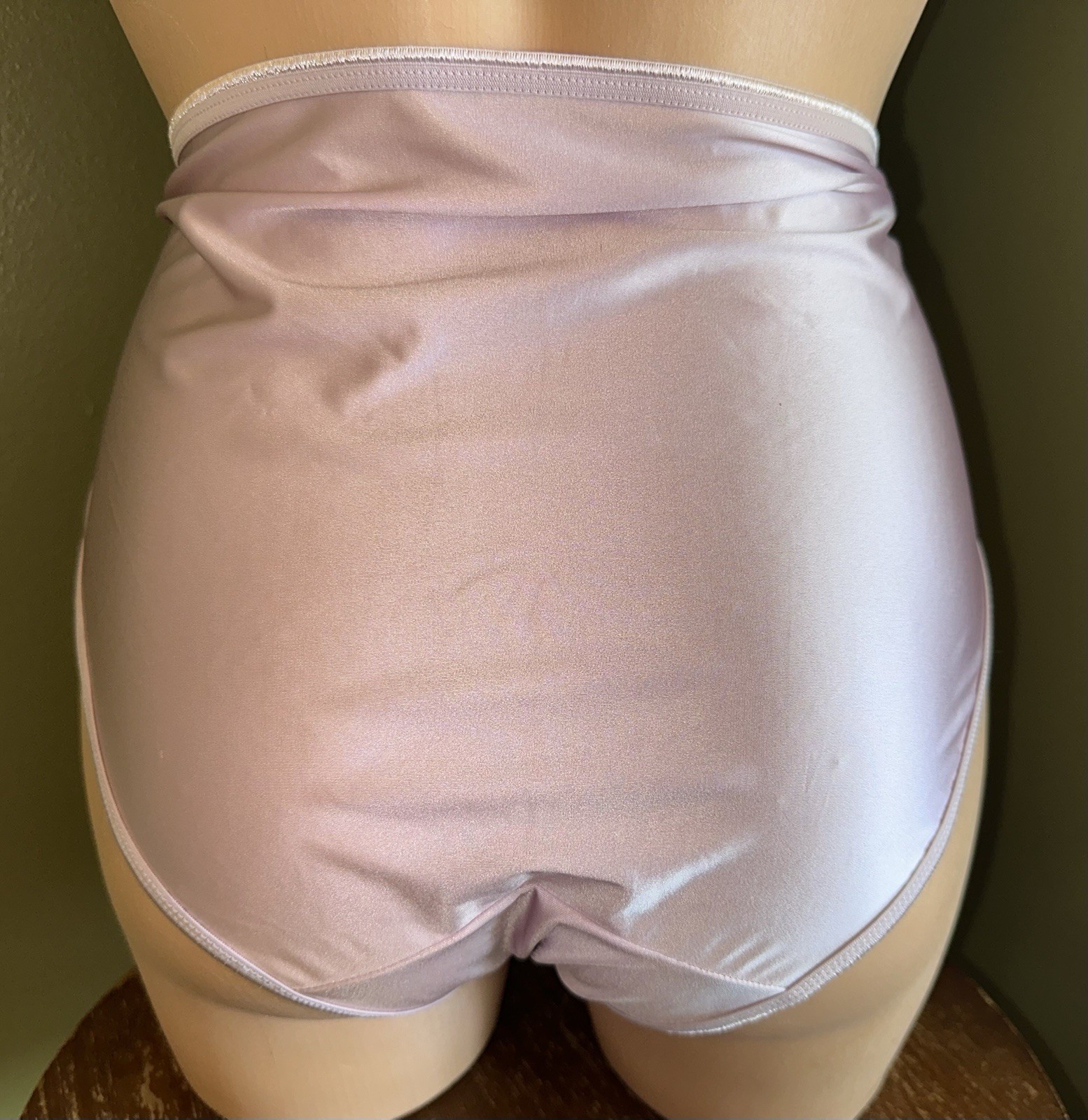 Vtg 80s Styl Glossy Slippery Lilac 2nd Skin Butter Satin Brief Pantie 2X 2XL NEW