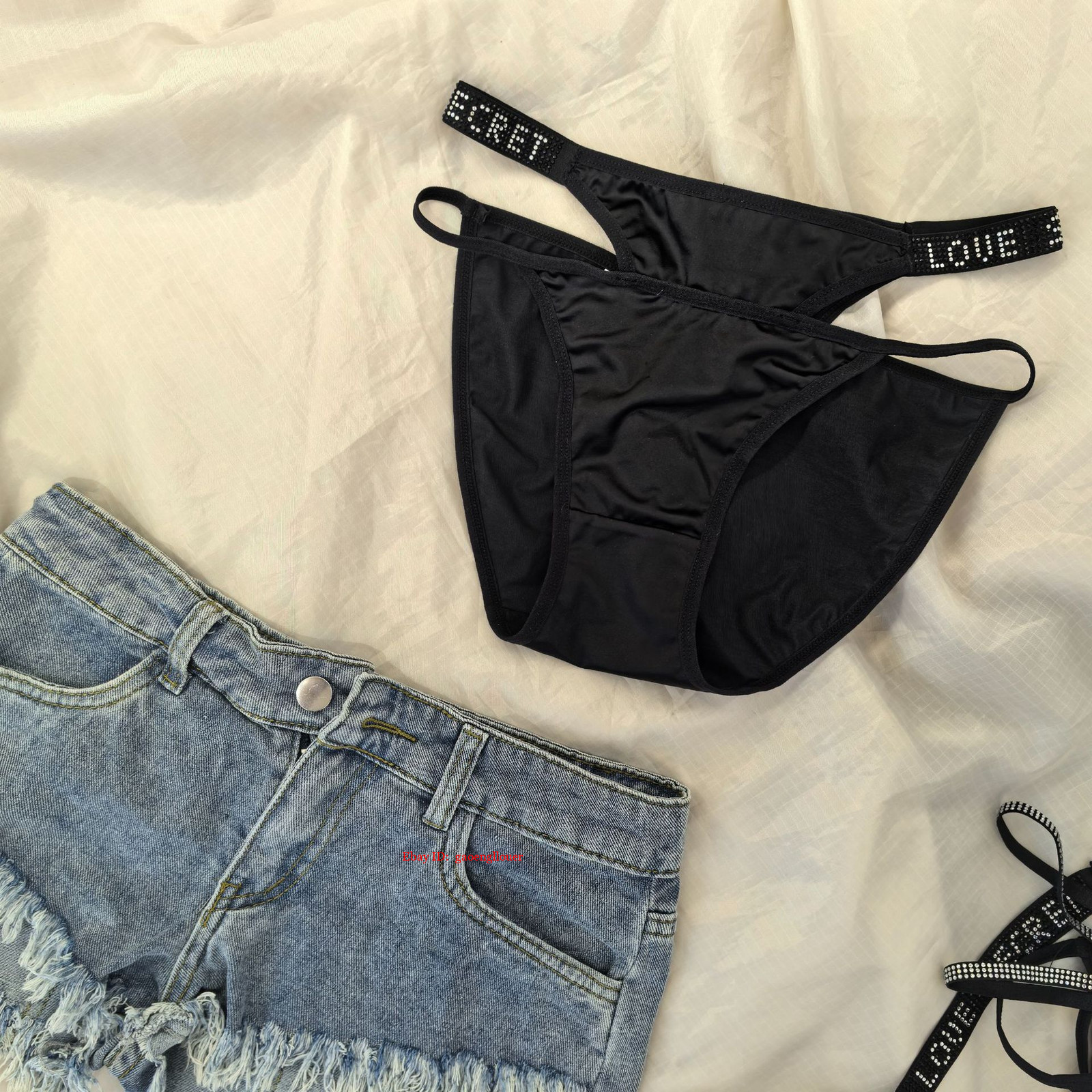 Nightclubs Expose Waists, Rhinestone Letter Belts Ice Silk Underpants, Satin