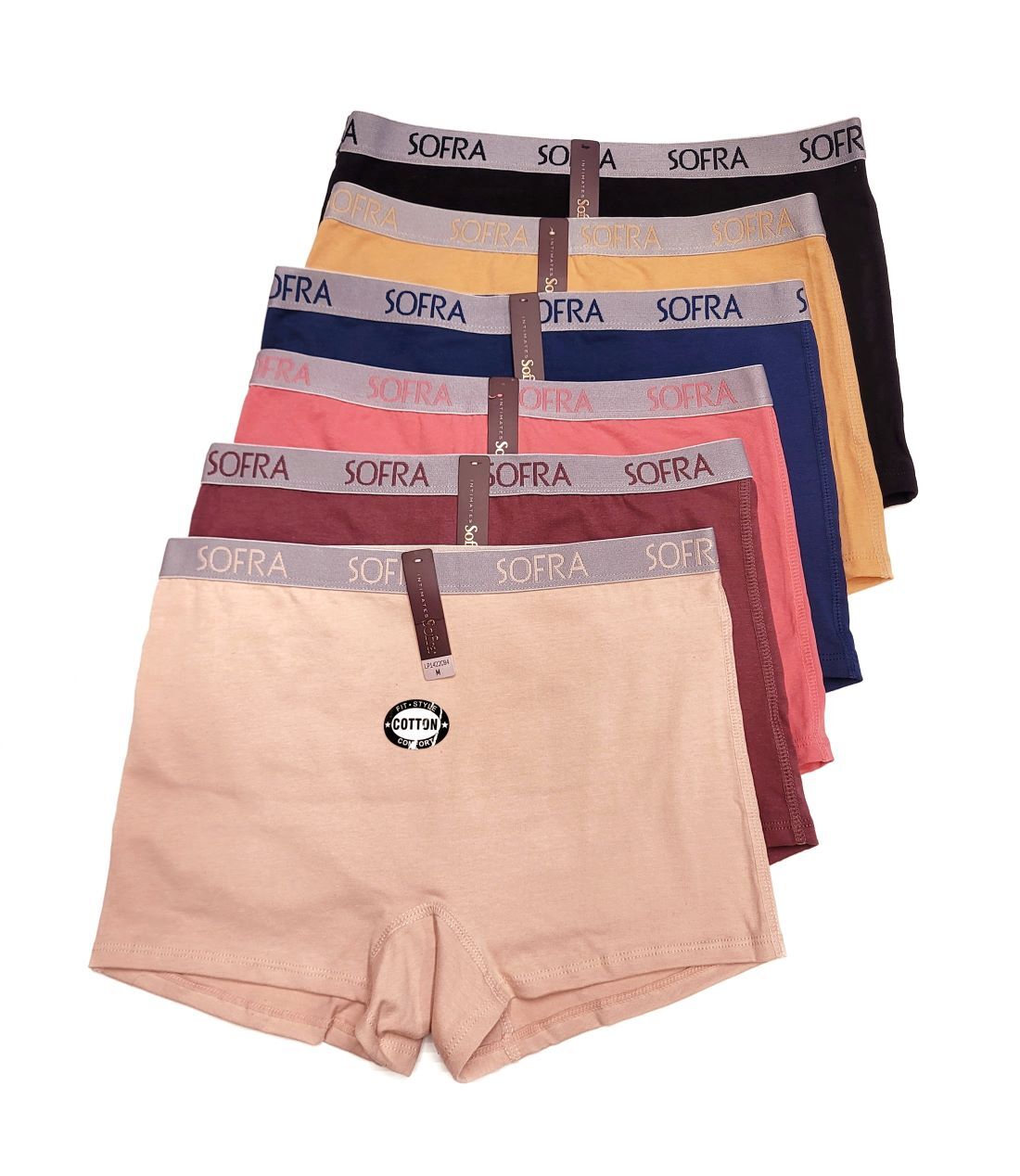 Lot 6 Women Soft Stretch Cotton High Rise Sport Boxer Shorts Boyshort Underwear