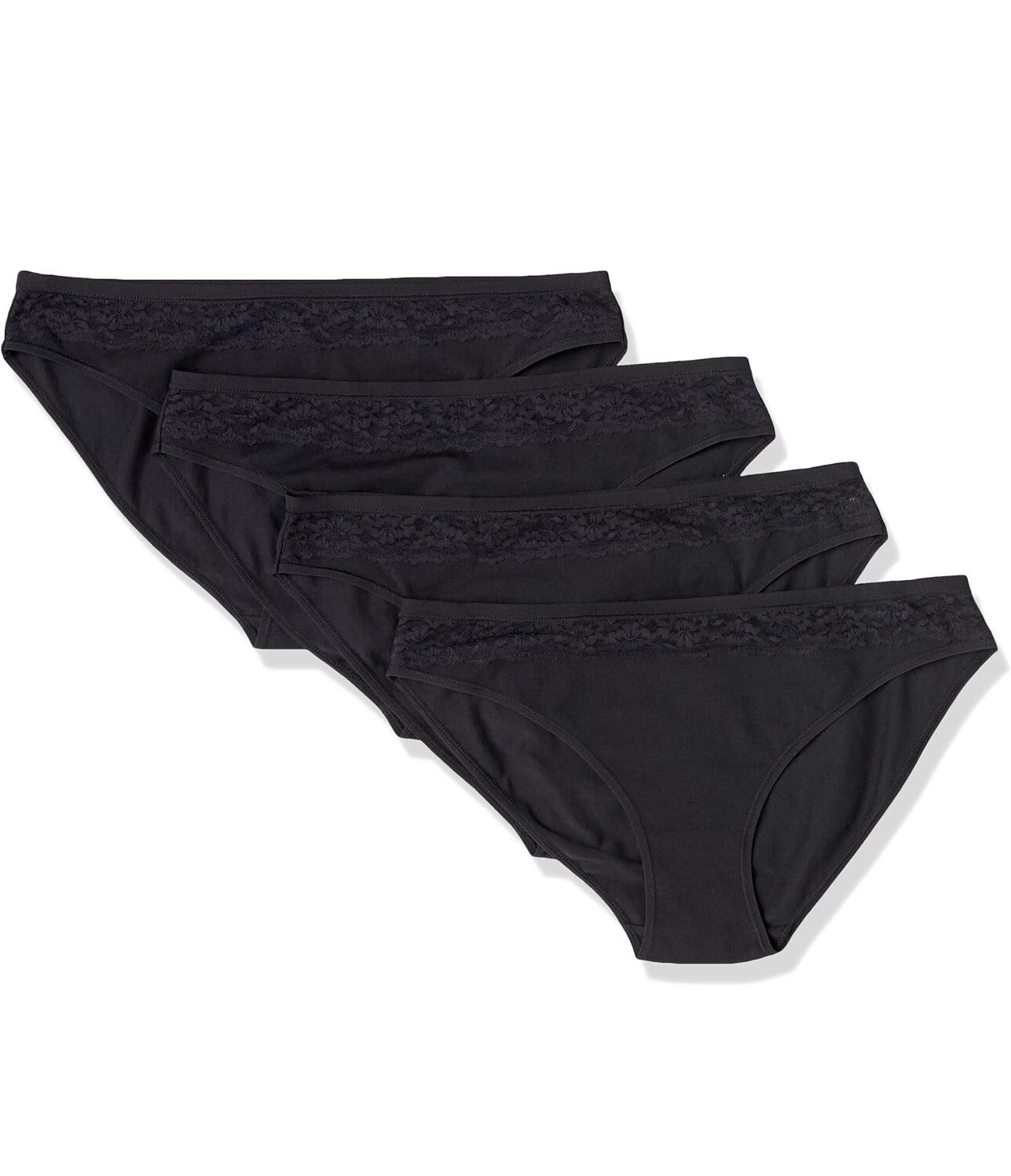 Amazon Essential 4 Pack Cotton & Lace Bikini Underwear Women’s XS Black