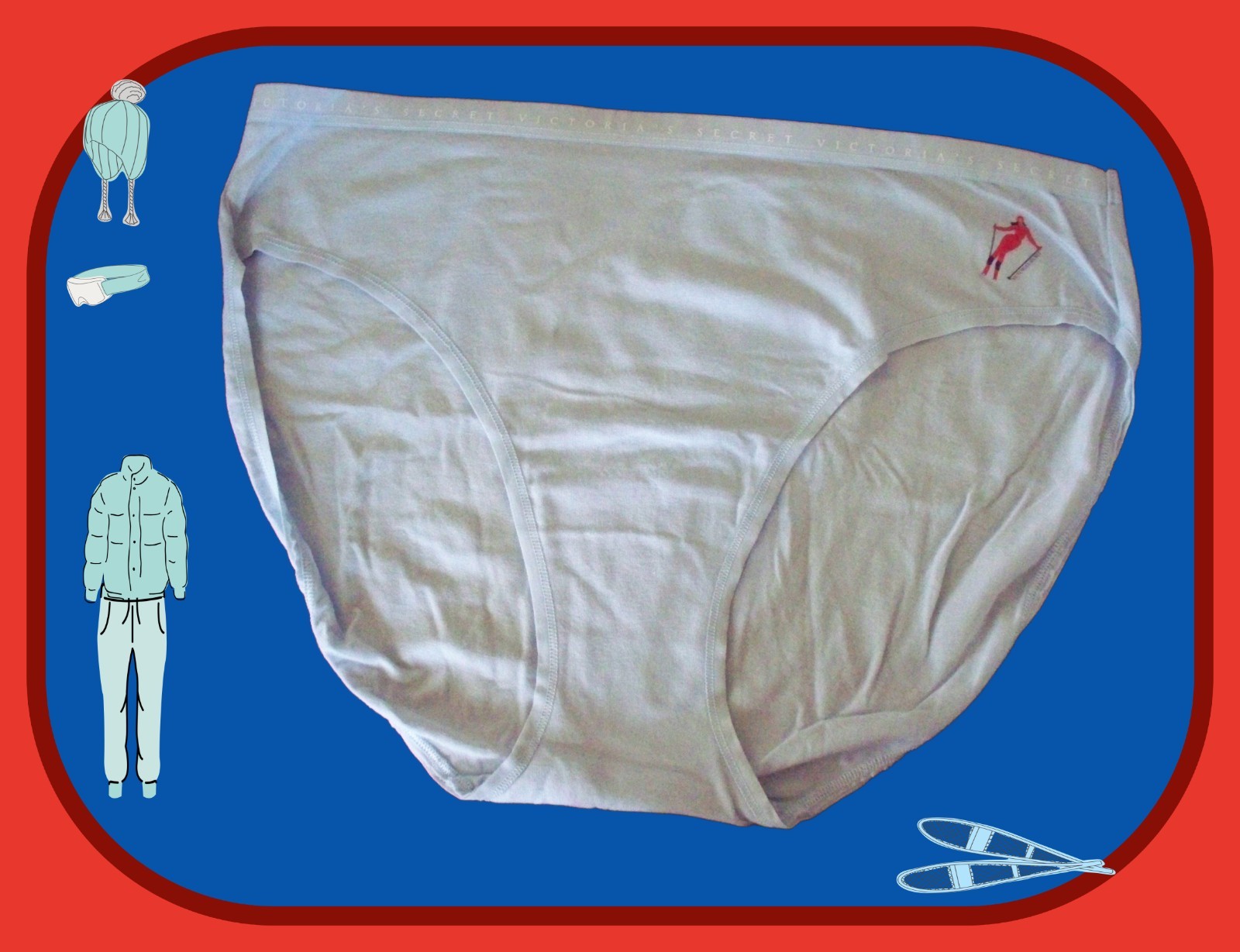 XL Ski in Sky Blue Stretch Cotton Victorias Secret High-Leg Waist Brief Pantie