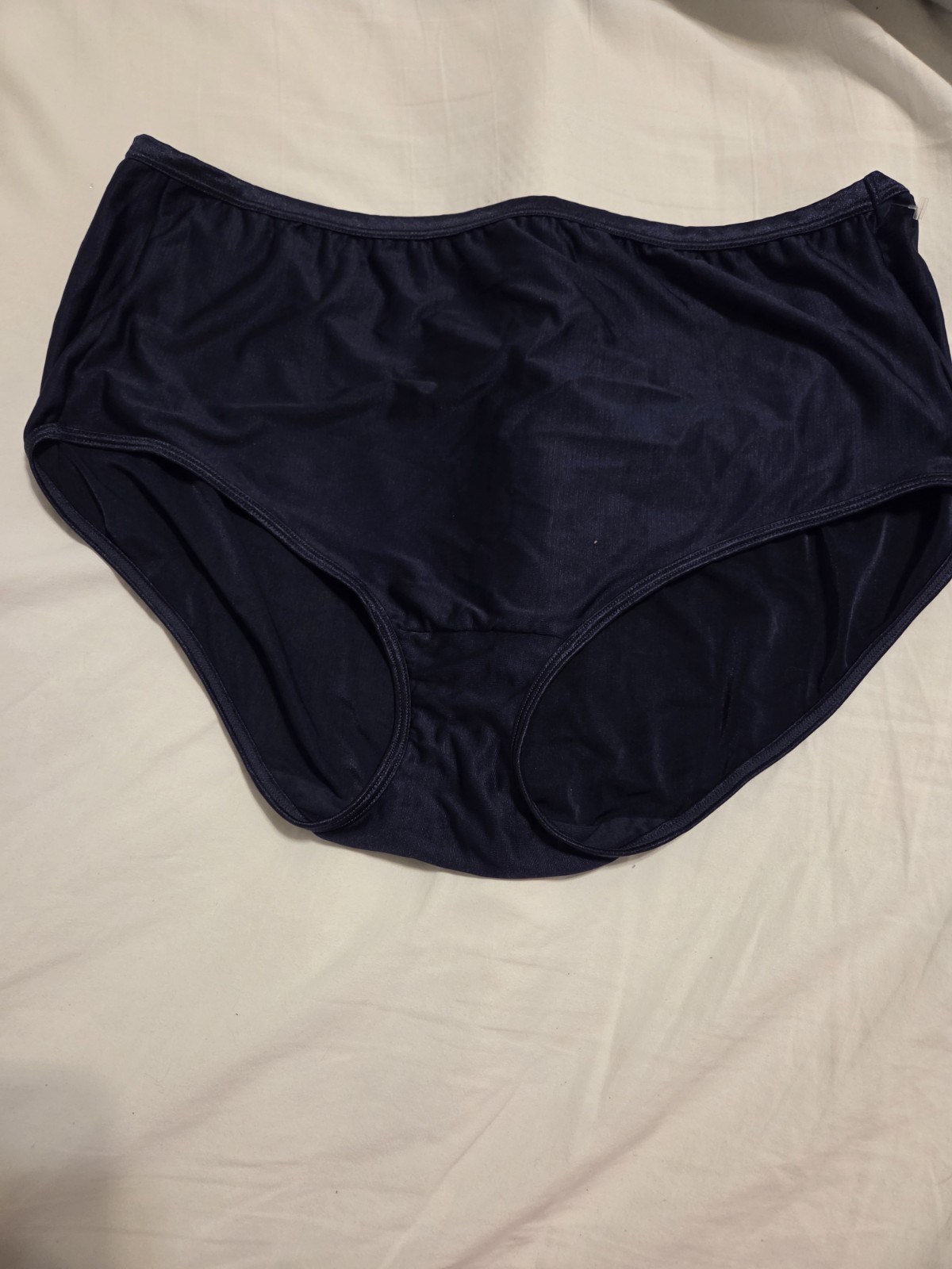 New Navy Silky Shiny Nylon Vanity Fair Granny Panty Plus Size 9 2X