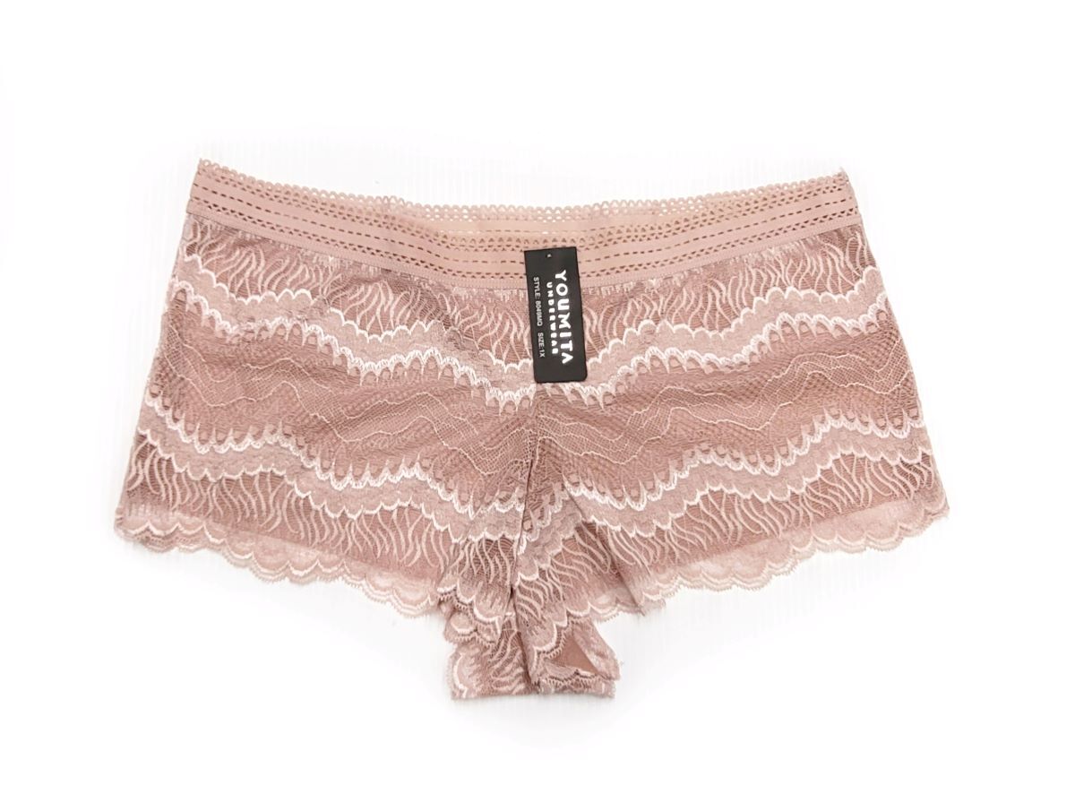 Youmita Lace Mesh Boyshorts Hipster Cheeky Boxers No Show Panties Plus 1X 2X 3X