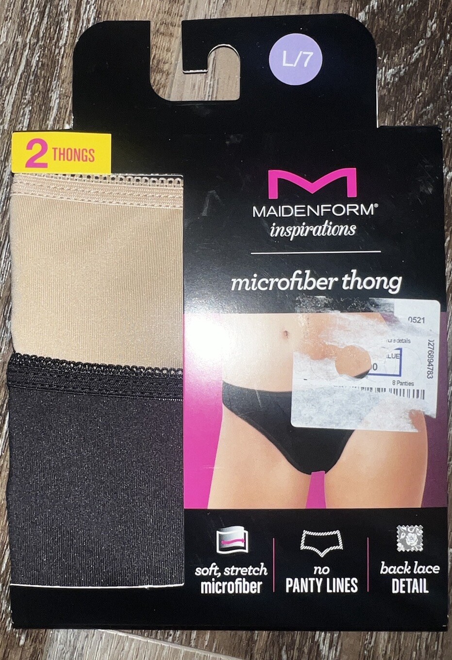 Maidenform 2-Pair Womens Thong Underwear Panties Polyester Blend Stretch ~ L/7