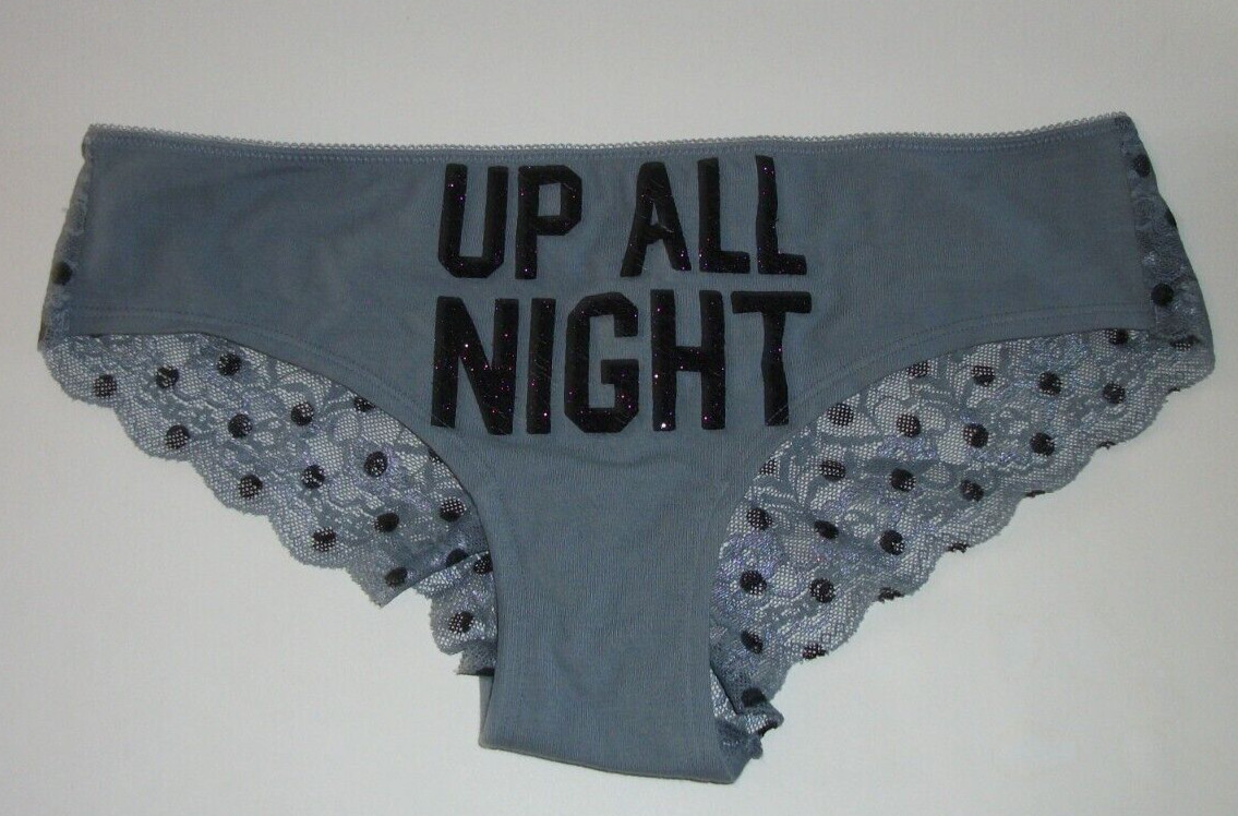 VICTORIA’S SECRET PINK GRAY UP ALL NIGHT LACE RARE HIPSTER PANTIES – LARGE NWT