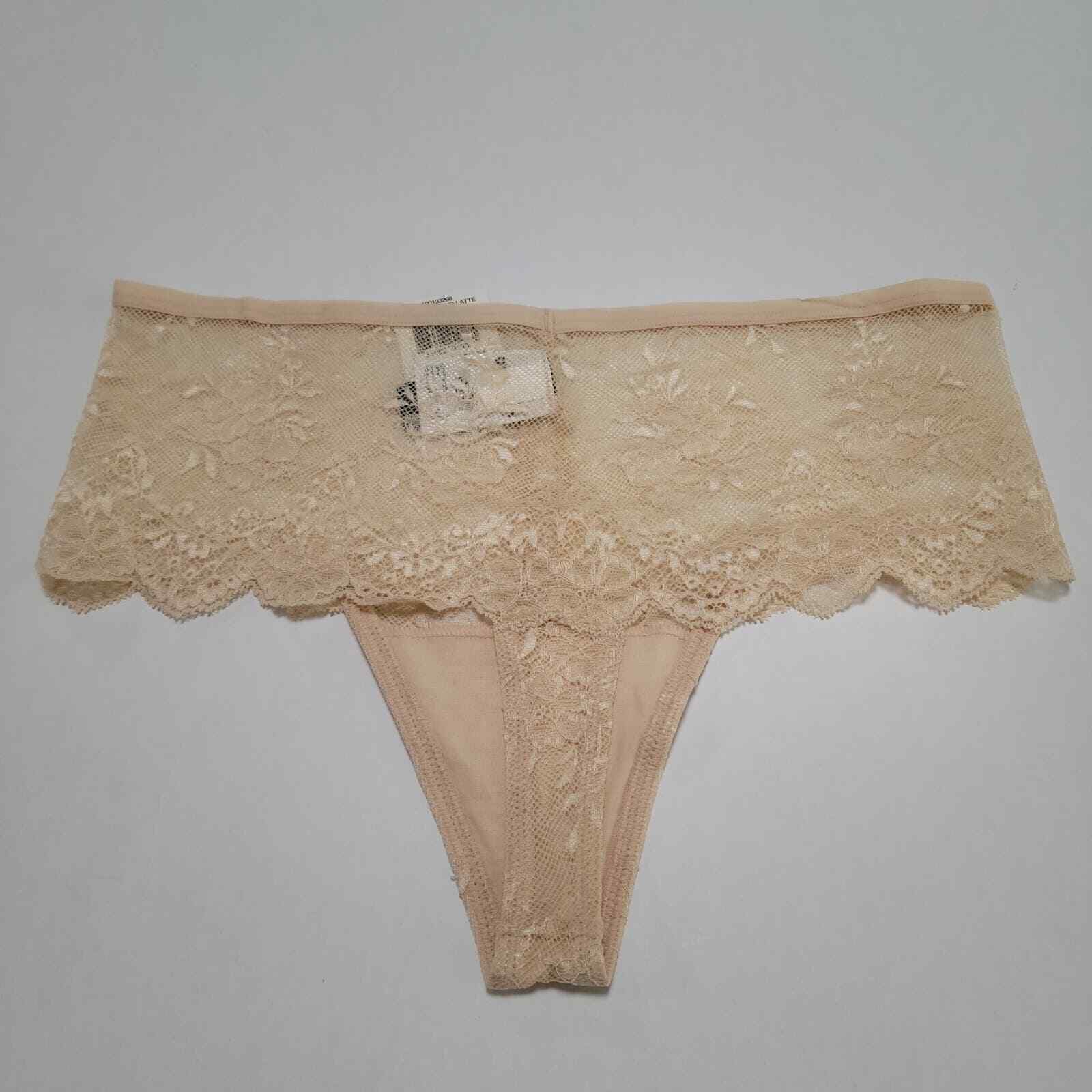 INC International Concepts High-Waist Lace Thong, Almond Latte NWT $15 Small