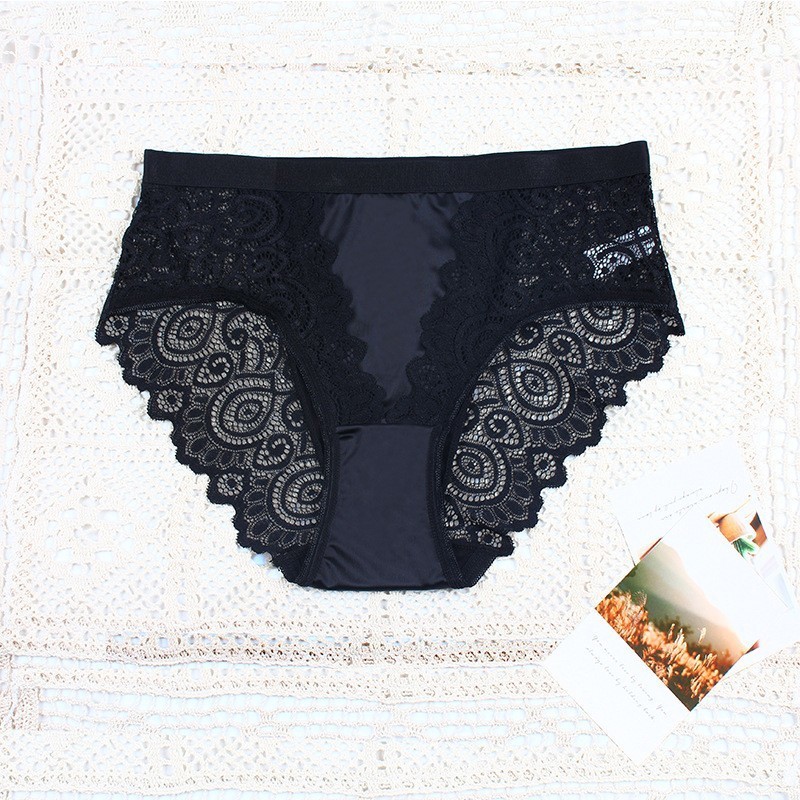 3 Pack Lot Sexy Womens Lace Satin Underwear Brief Bikini Panties French Lingerie