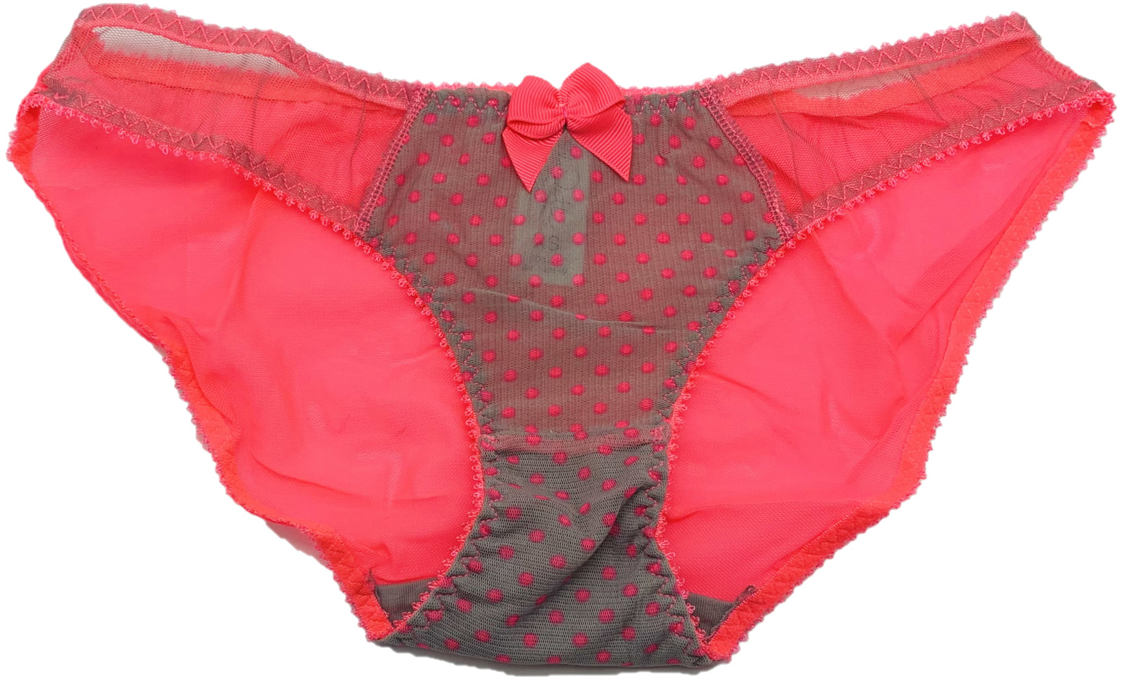 Claudette Dessous Women’s Intimate Bikini Underwear Panty Hot Coral Polka Dot XS