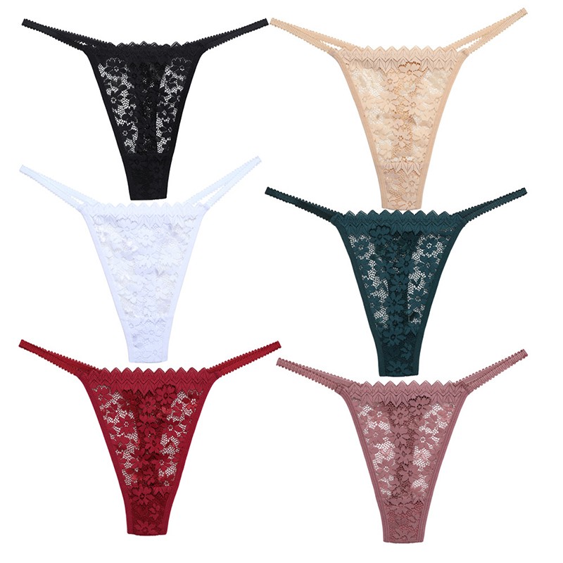 6 Pack Lot Sexy Womens Lace Panties Thong See Through Underwear Ladies Linge.