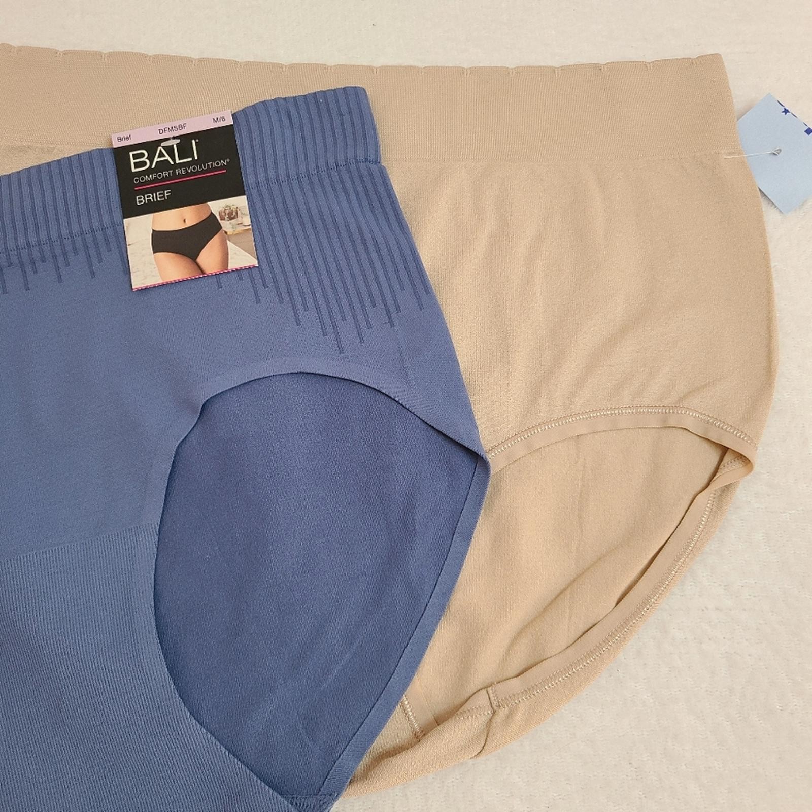 2pk Bali Vanity Fair Seamless Stretch Nylon Comfort Brief Panties Size M