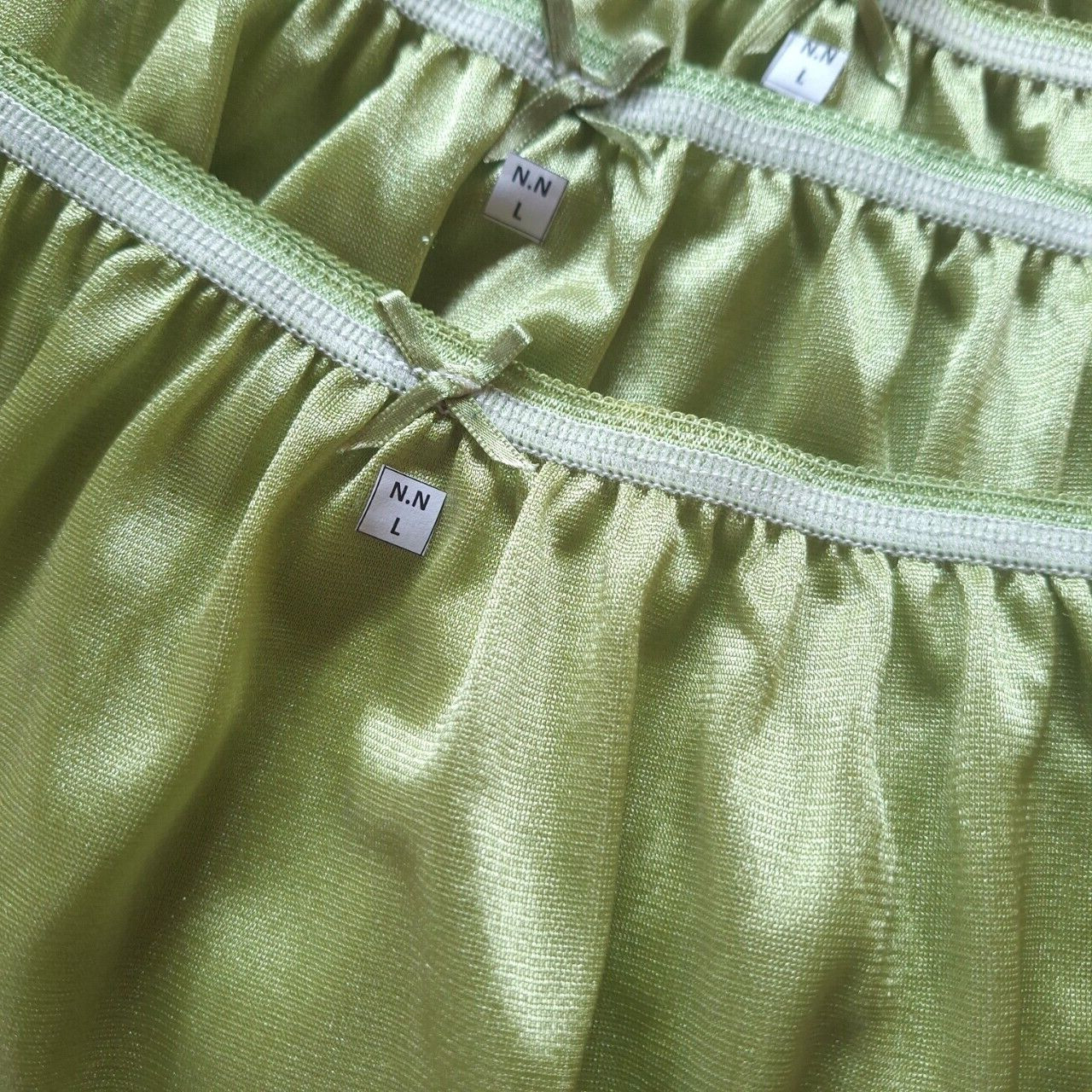 6 Green Nylon Panties Underwear Silky Soft Smooth Briefs High Waist 30″-36″L