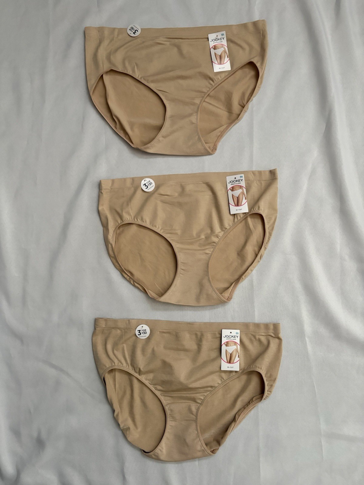 NEW Jockey Smooth and Shine Seamfree Heathered Hi Cut Panty 3 Pair Women’s 9 XXL