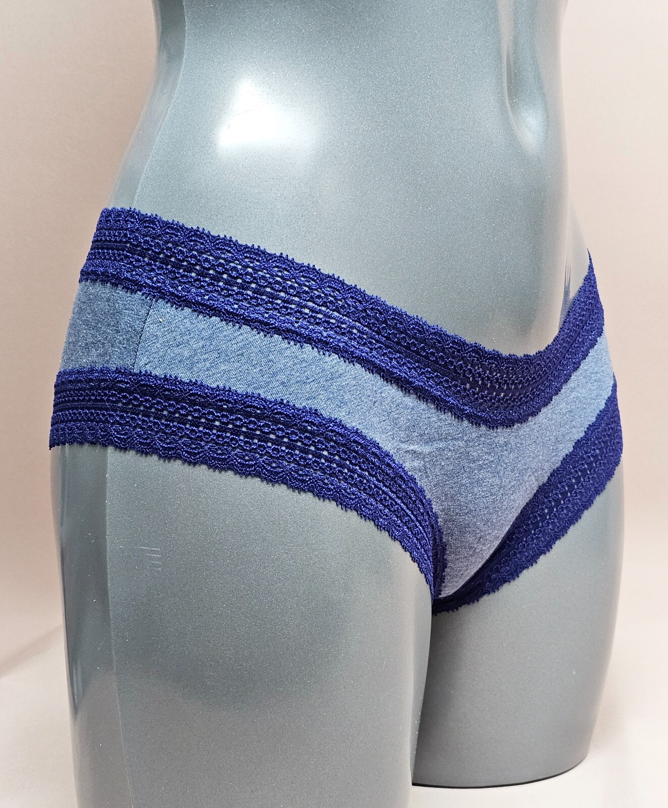 La Senza Hipster Knickers Sexy Blue Contrast Lace Trim Cheeky Size S to XL (B10R