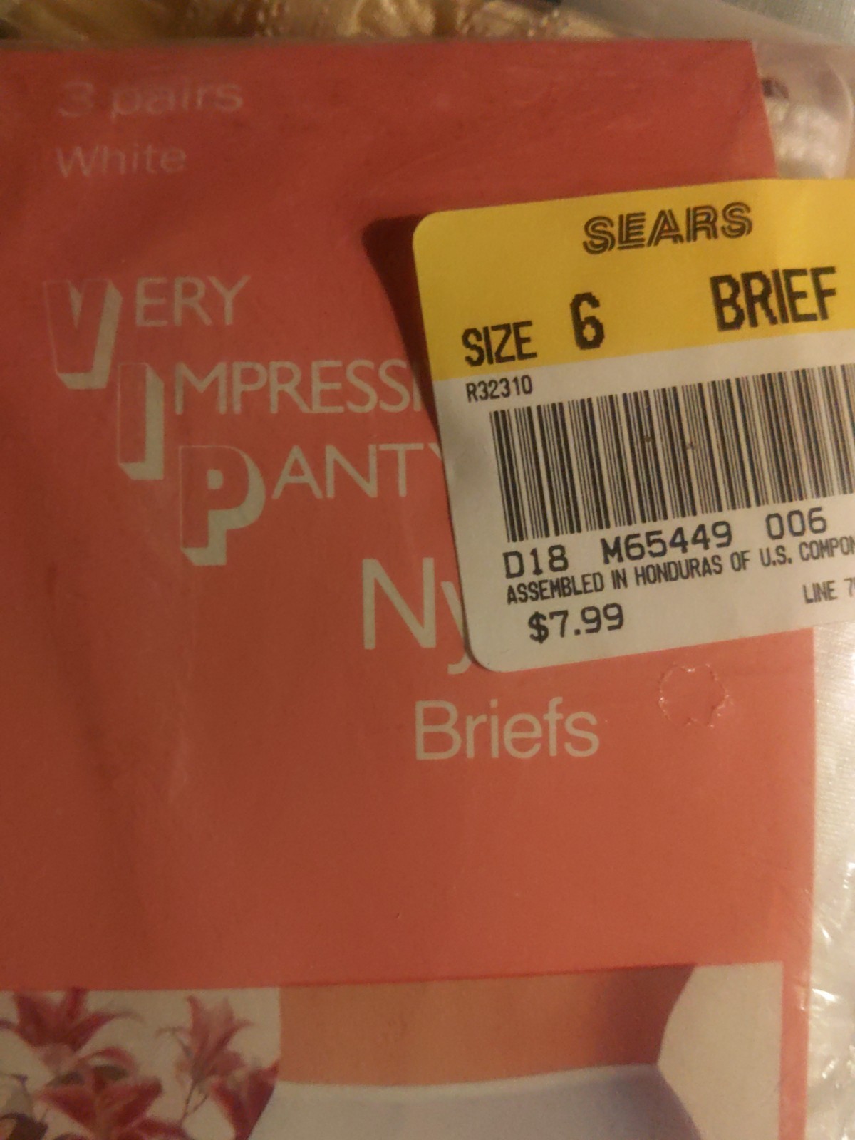 3 pair- Size 6 Sears Roebuck And Co. “VIP” 100% Nylon Brief Panties White 37-38