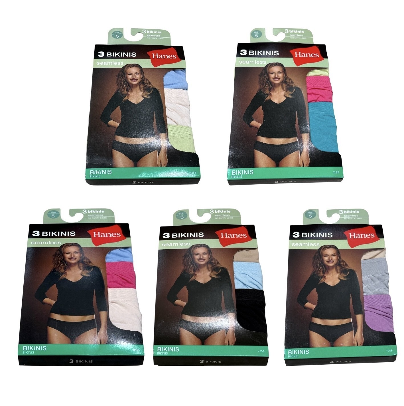 5 Packs Of Hanes Bikinis Seamless No Panty Lines Underwear Size 5/S (15 Panties)