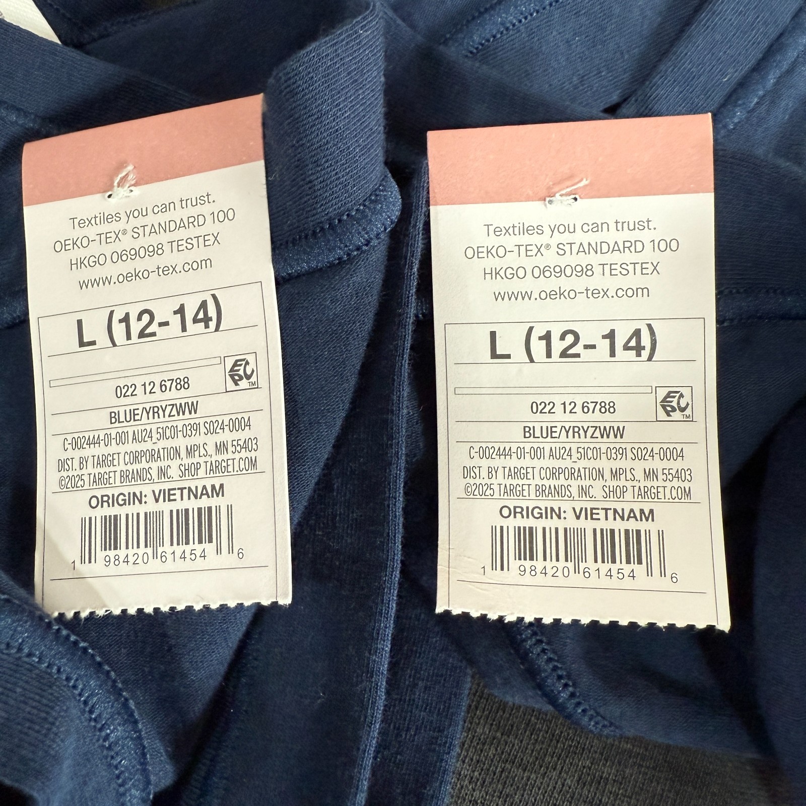 Lot Of 2 Auden Thong Panties Womens Large (12-14) Blue Cotton 4-Way Stretch NWT