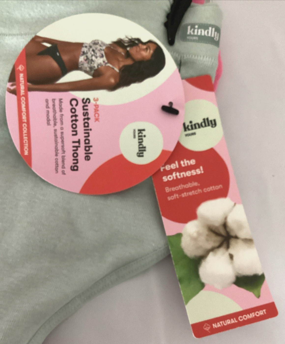 KINDLY YOURS 3-Pack SUSTAINABLE COTTON THONG Panties Sz. 2XL *