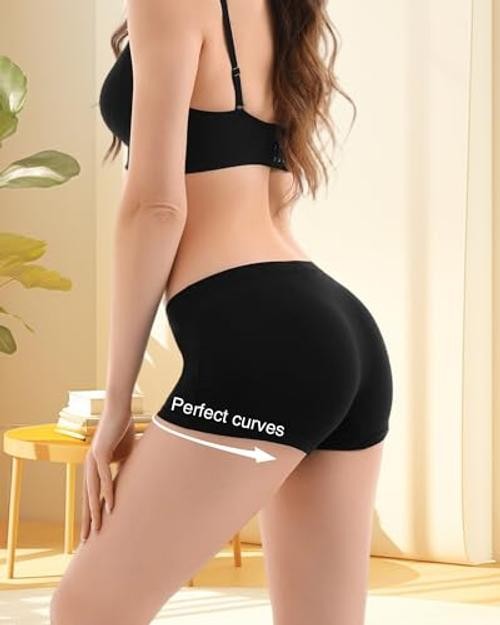 4 Pack Women’s Cotton Boyshorts Panties Boxer Briefs for Ladies Small Black
