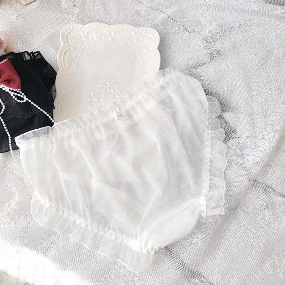 Women Ruffles Underwear Briefs Knickers Sheer Mesh Panties Lolita Girls Cute
