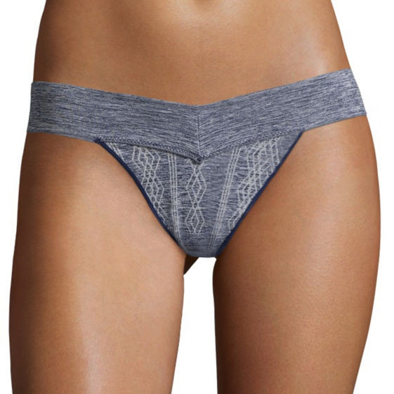 Flirtitude Women’s Thong Panties Size Large Blue Jacquard NEW