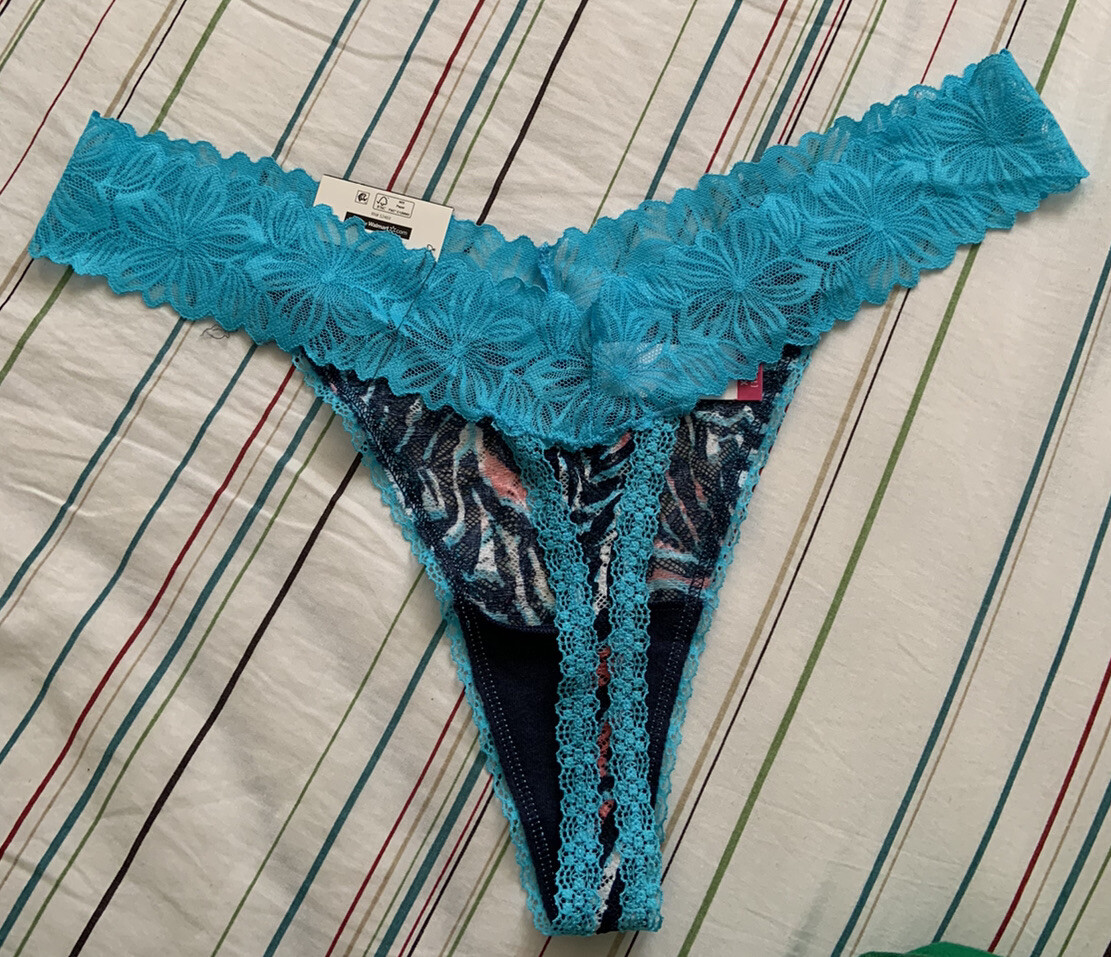 No Bo lace Hipster thong panties Hot underwear Net Size XL XG 15/17 Blue New