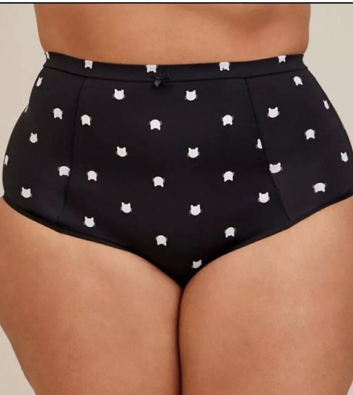 NEW Torrid Black Brief Panty High-Rise Kitty Cat Print Plus Size 3 3X