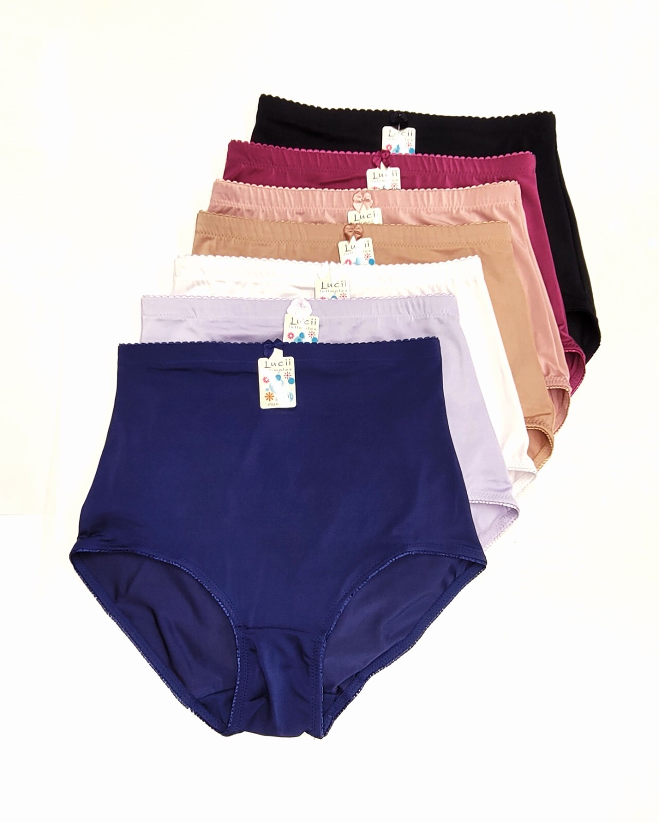 Lucii High Waist Light Tummy Control Full Coverage Satin Brief Girdle Panties