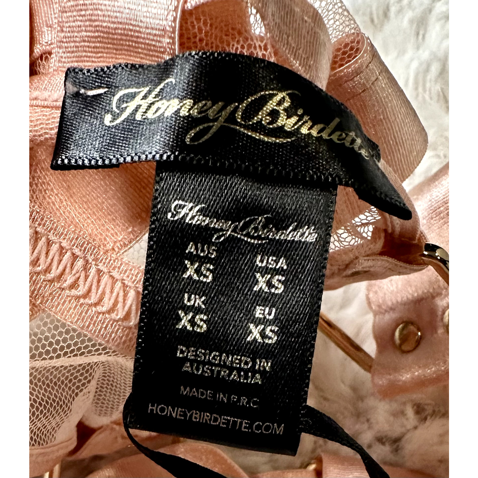 Honey Birdette INDRIA🩷 Pink & Gold Thong XS