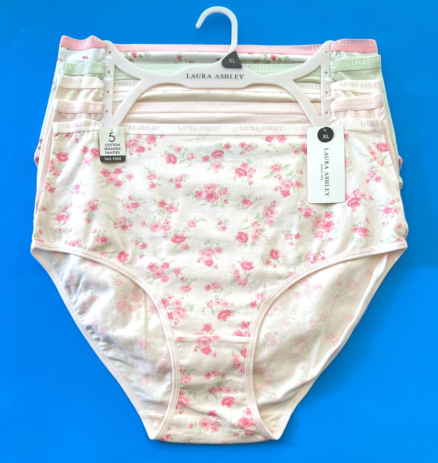 $38 5pack Size XL Laura Ashley Cotton Brief Underwear Panties Multicolor Floral