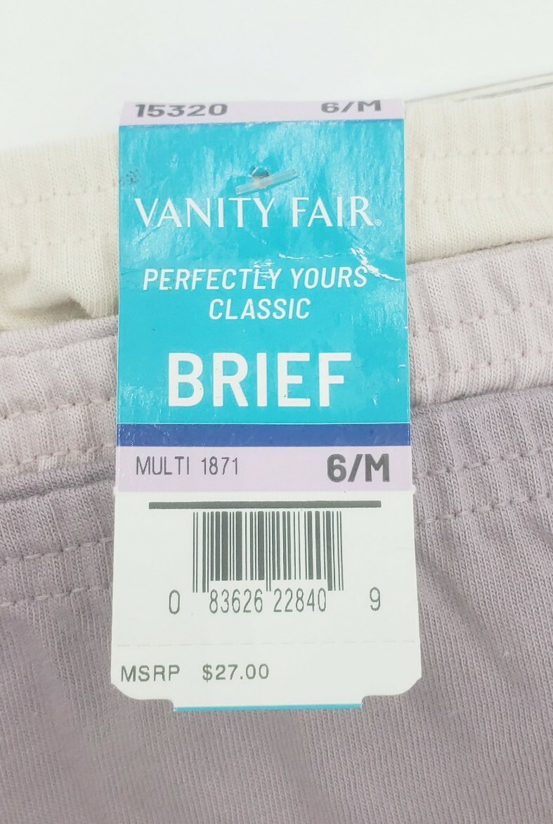Vanity Fair Brief 3-Pair #15320 Perfectly Yours Tailored Panty Size 6/M New