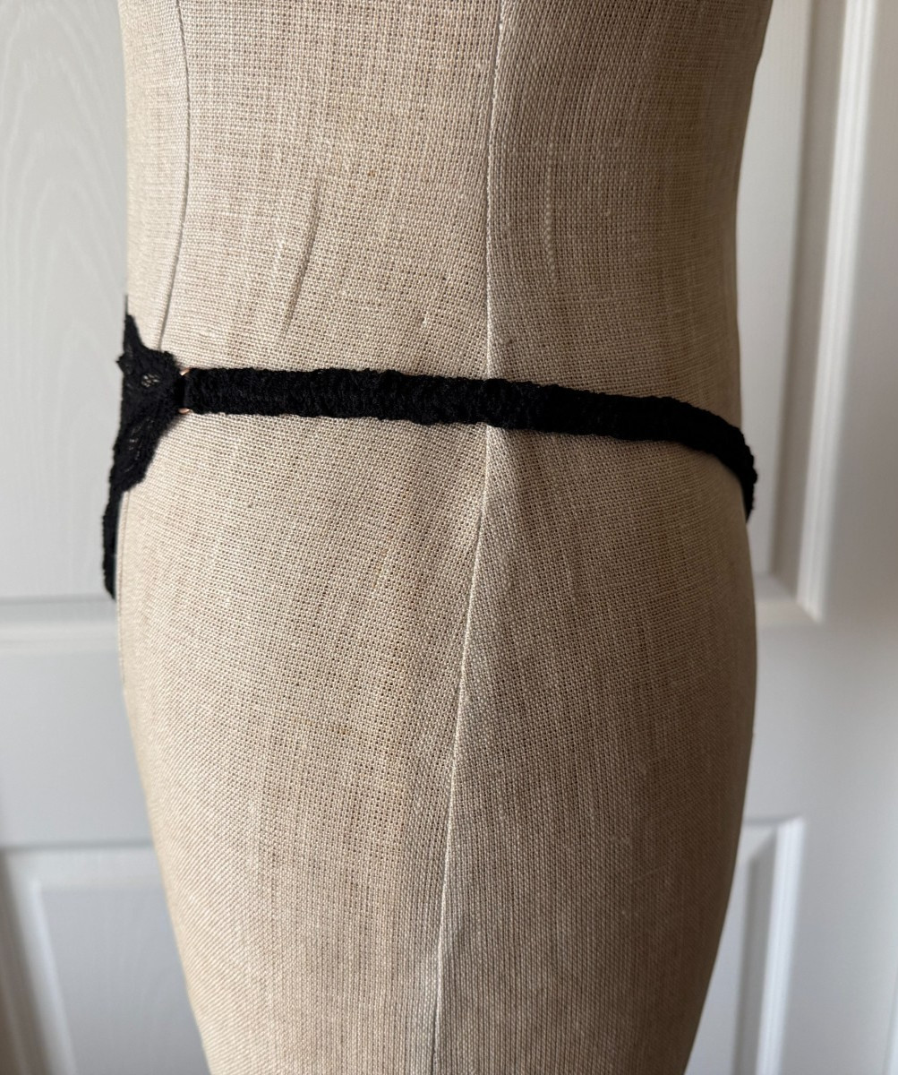eberjey GEORGETTE Black Lace Stretch Nylon String Thong – L