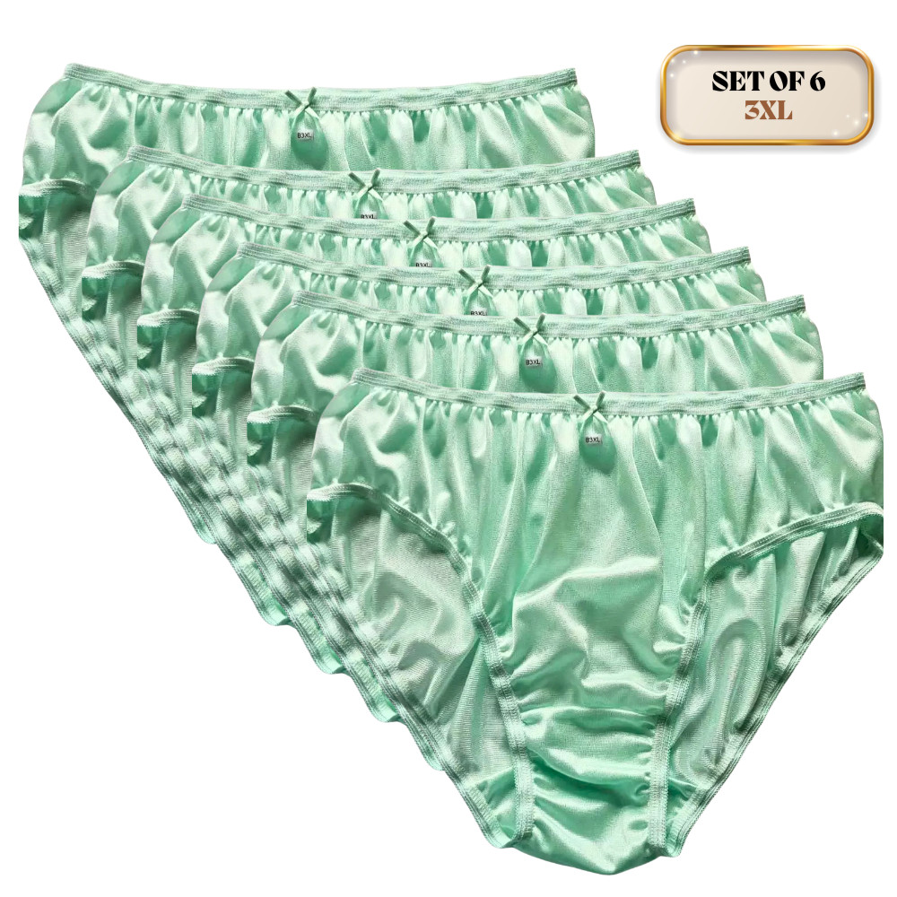 Set of 6 Bikini Panties 3XL Nylon Soft Stretch Unisex Mint Green Waist 34-44″