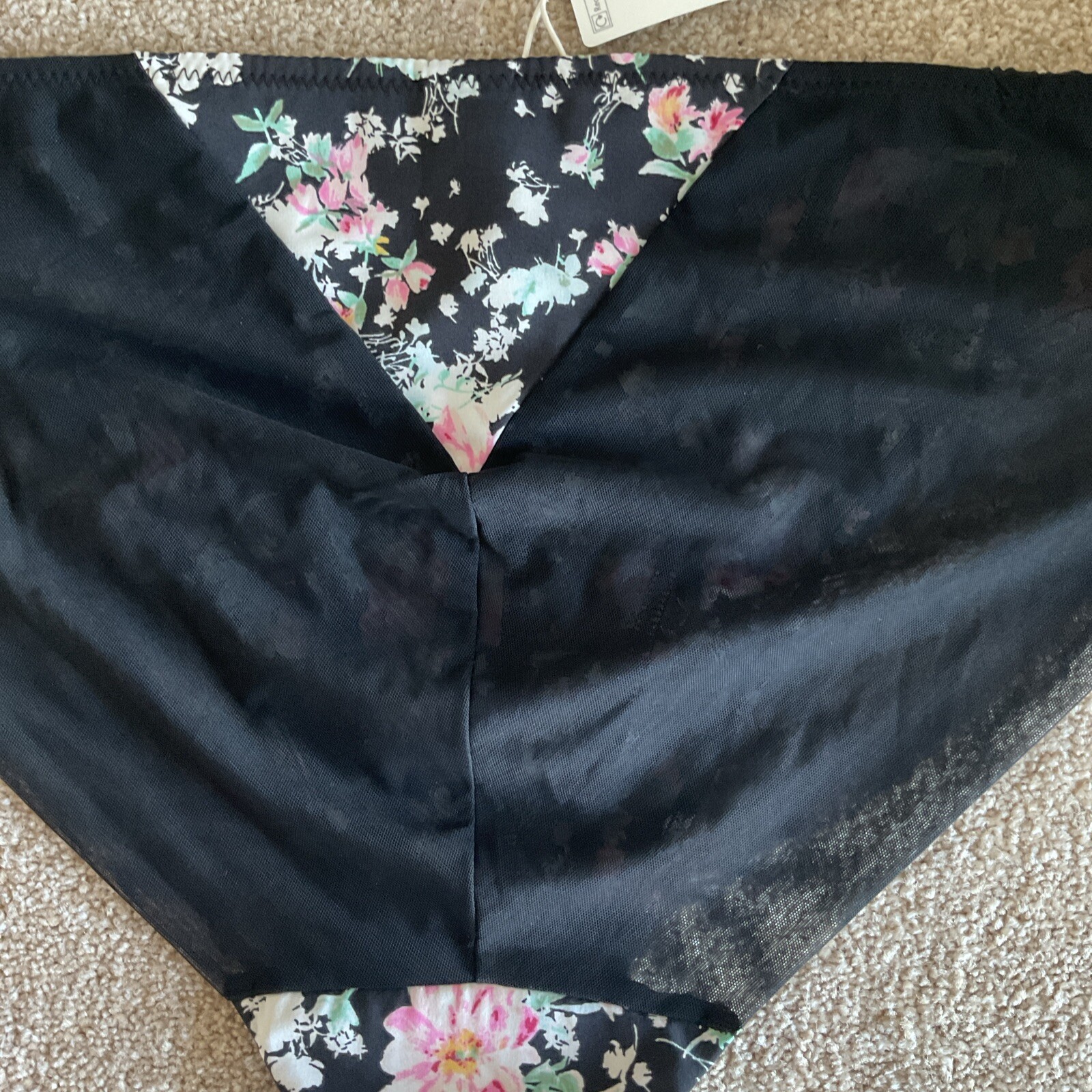 M&S Size 14 X Ghost Pretty High Leg Knickers Black Mix Pink Floral Soft