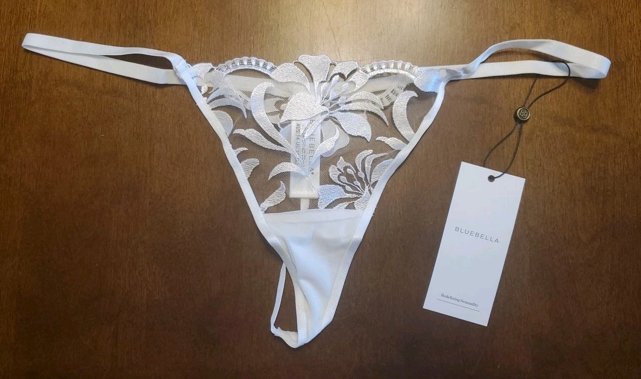 Bluebella Leonora Thong Panty White Sheer Size US 10 UK 14 EU 40 FR 42