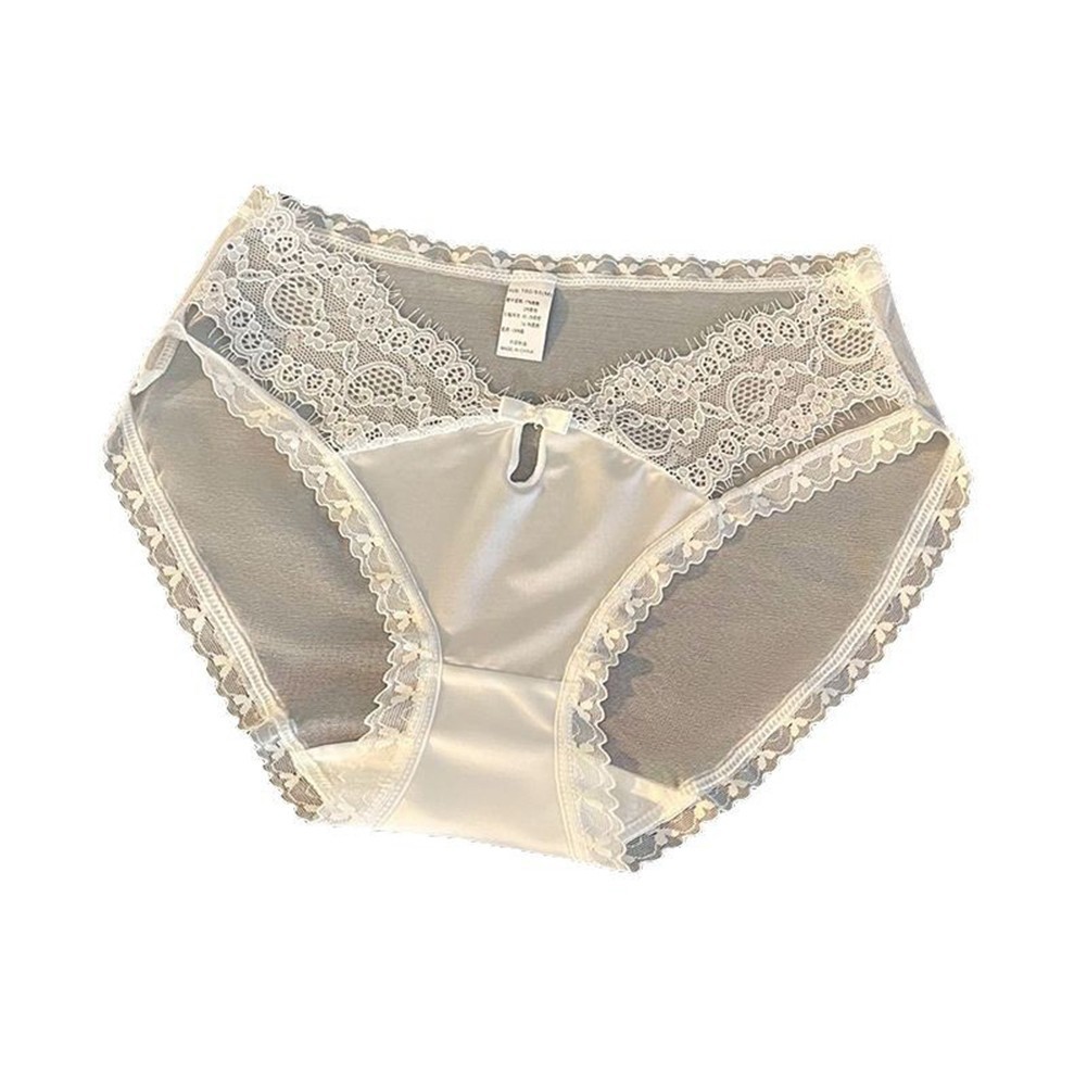 Soft Elastic Satin Lace Briefs for Women Low Rise Style with Sweetheart Trim