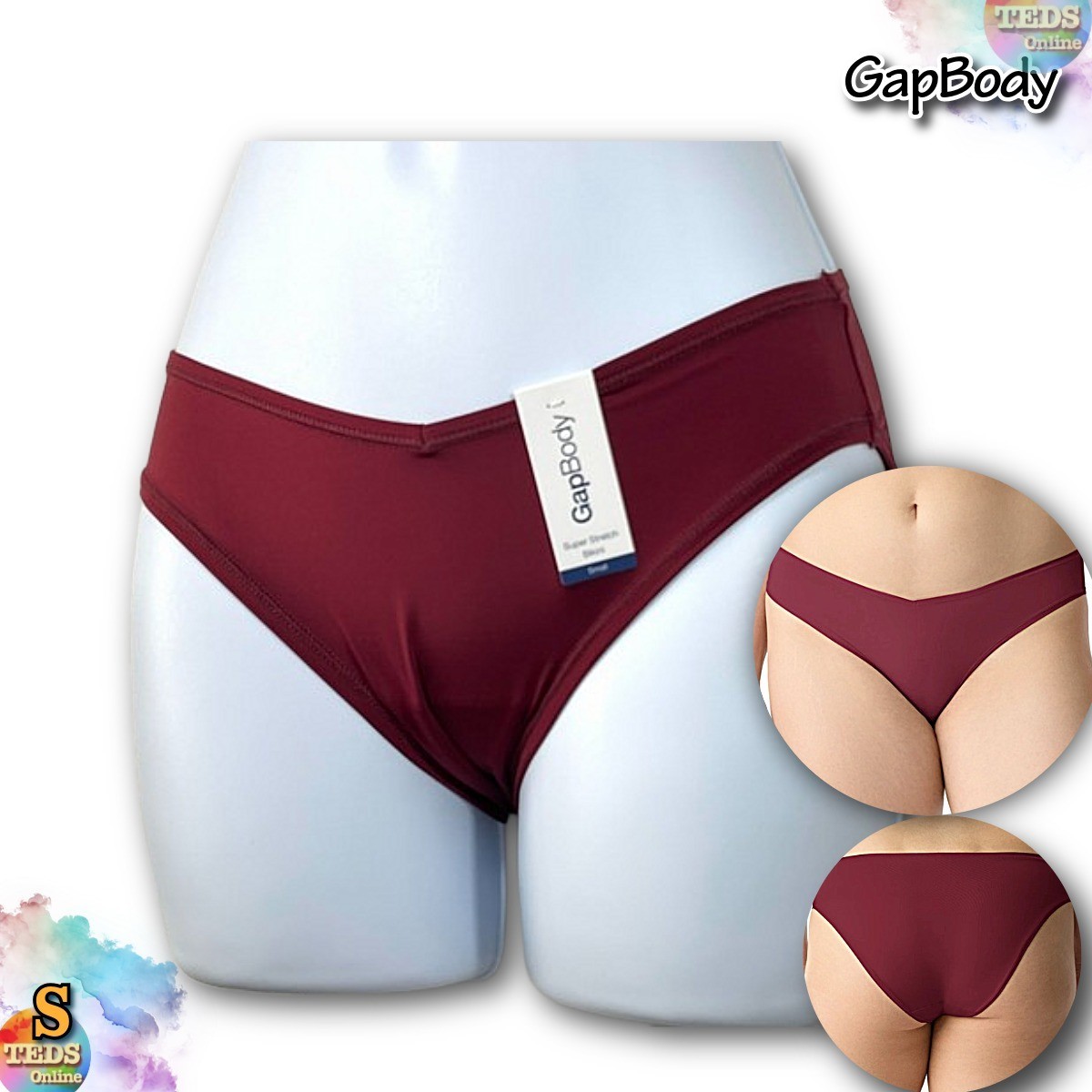 NWT GAP GapBody Women’s S Super Stretch Bikini Underwear, GPW01382 Cabernet