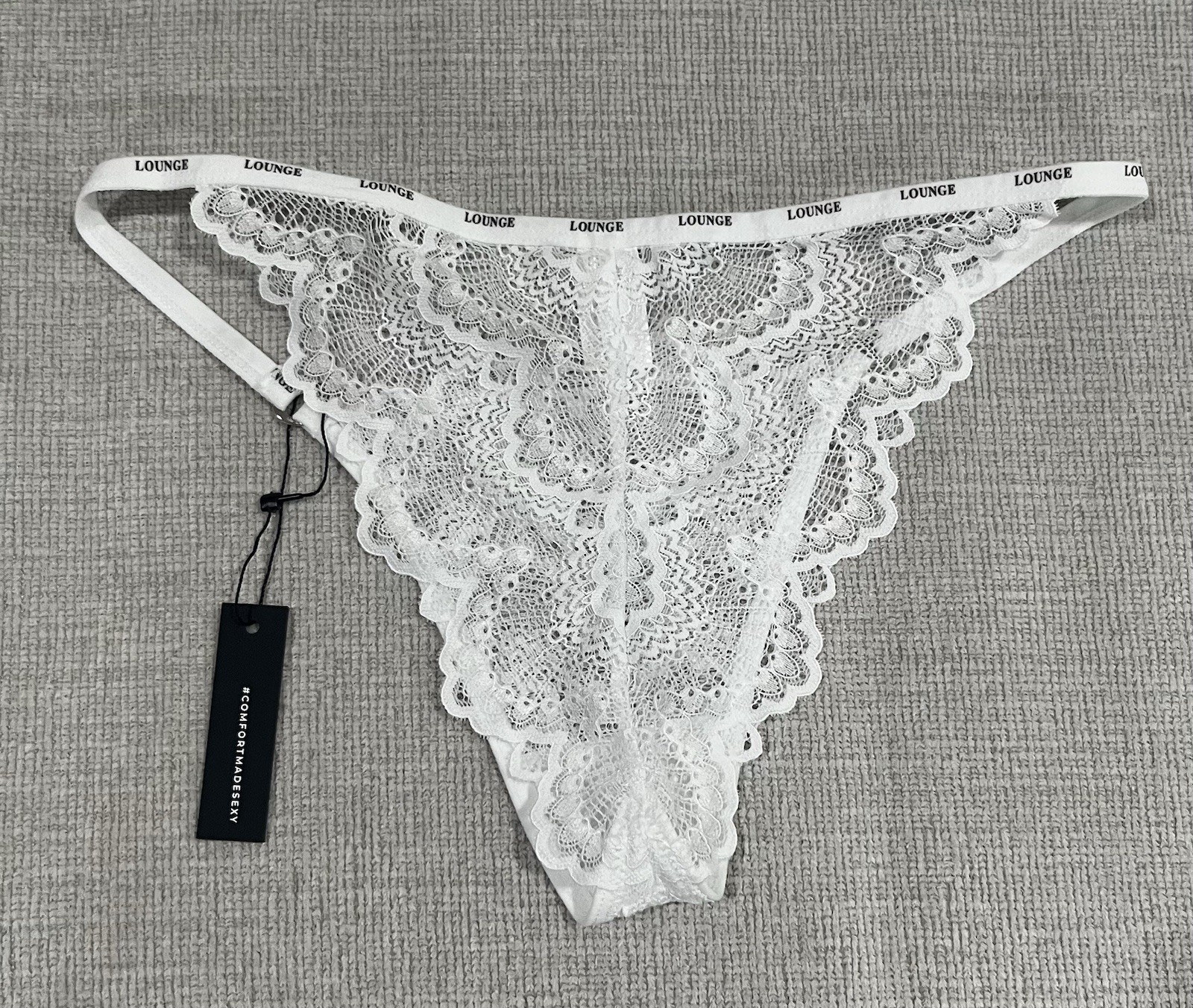 NWT LOUNGE UNDERWEAR LACE WHITE PANTIES SIZE MEDIUM