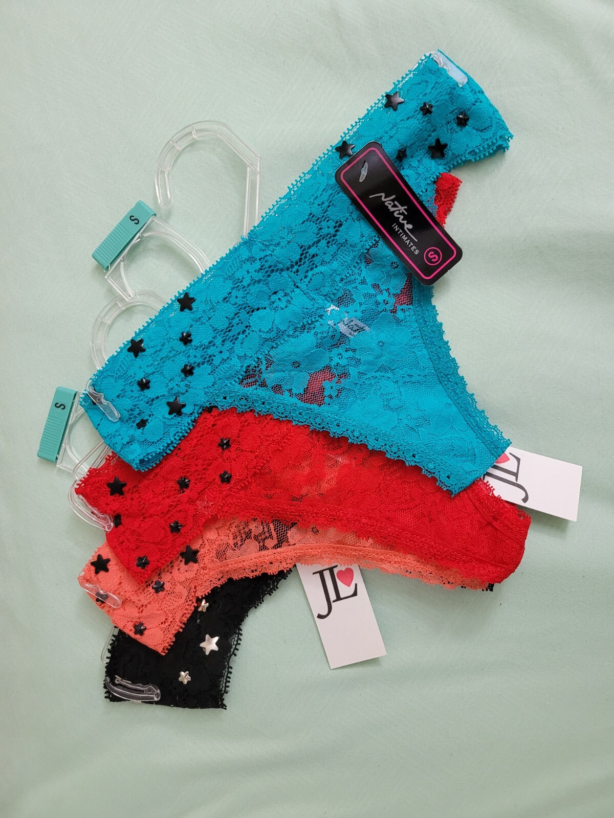 4 Packs Women’s S Panties Thong Lingerie Underwear 4 Color Black Orange Blue Red