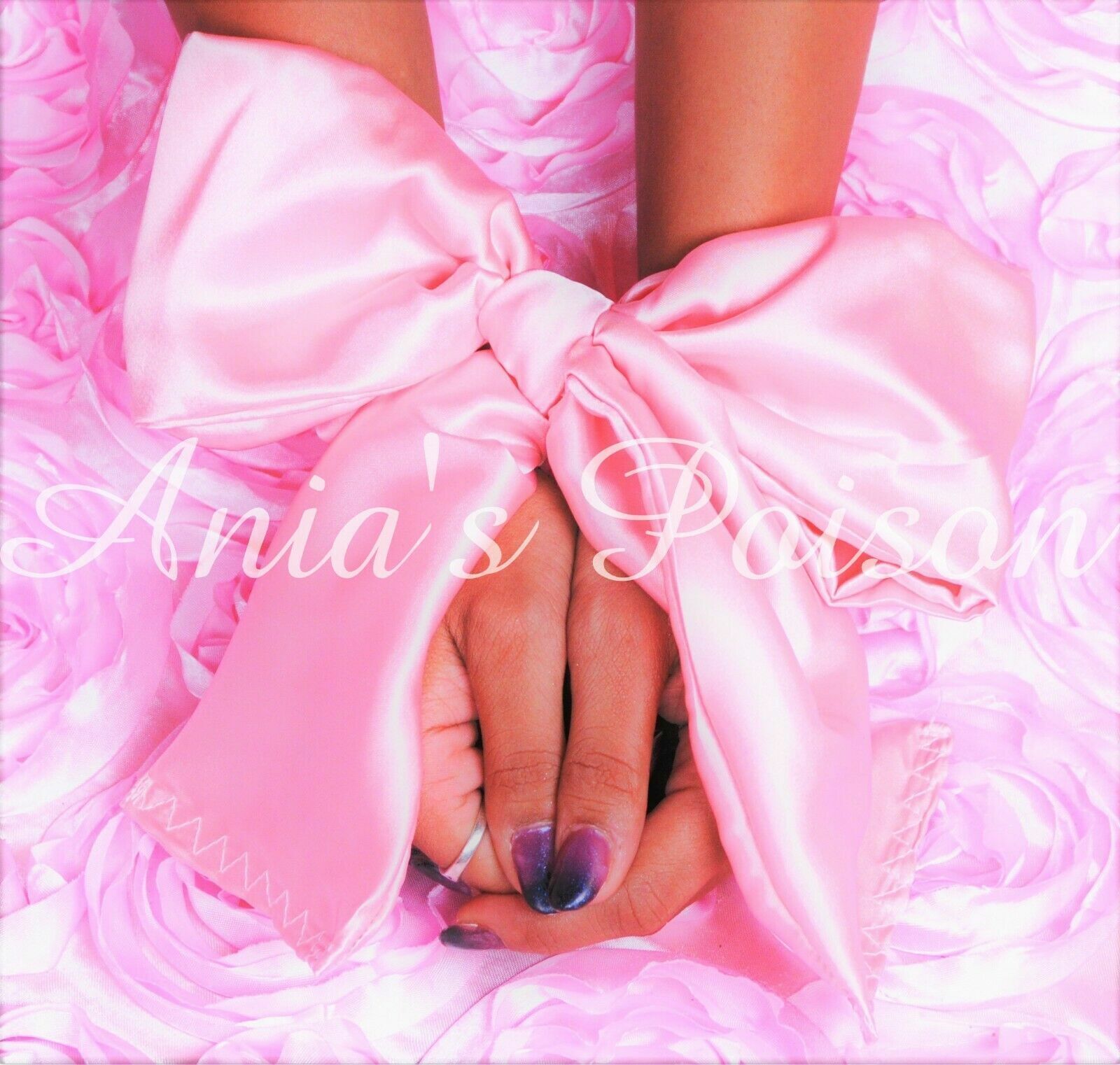 Pink Black sissy Silky Satin bondage hand tie/ blindfold 4″ Wide Naughty gift!