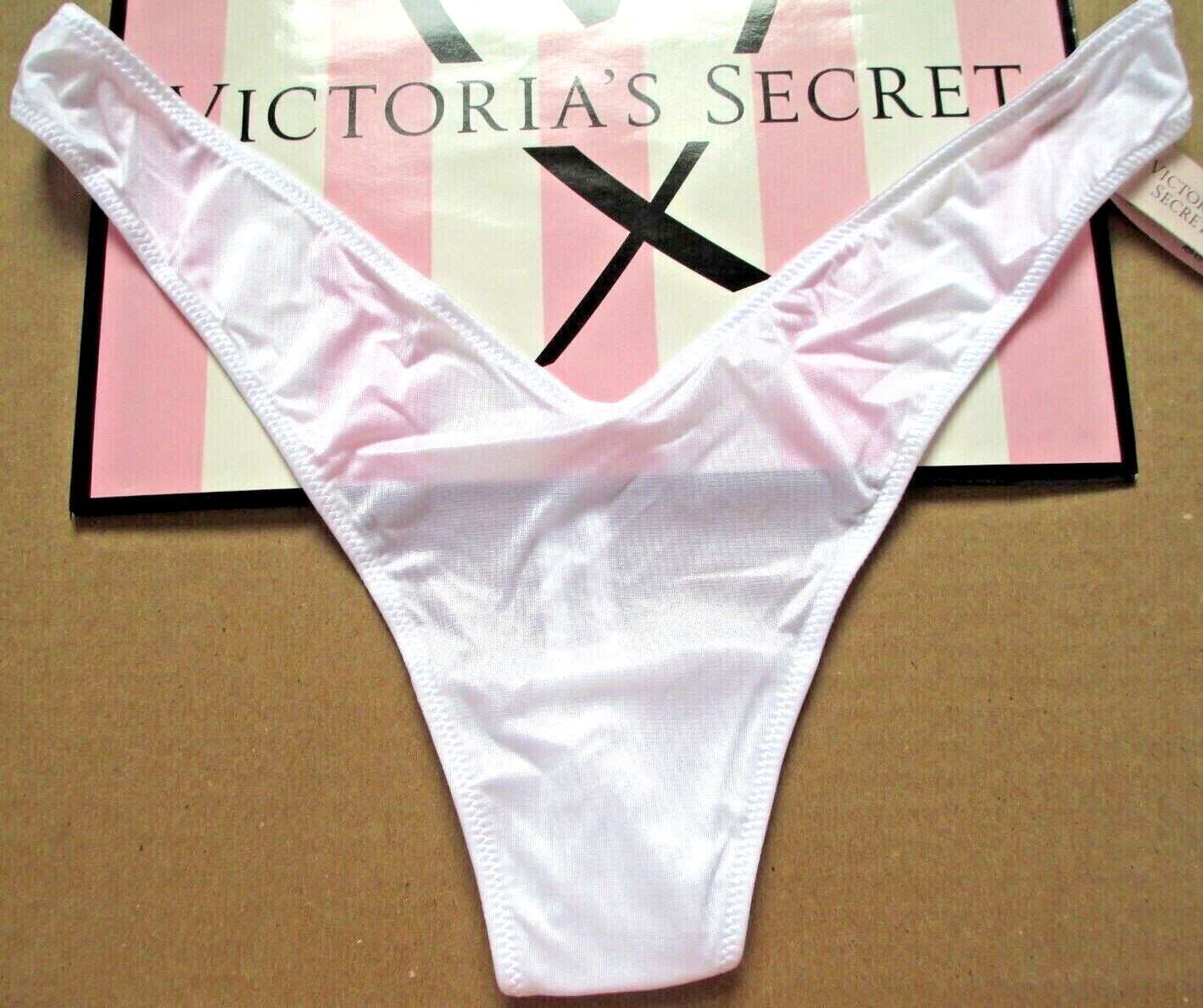 VICTORIA’S SECRET VERY SEXY Strappy Back High Leg Thong Panty VS White S M L XL